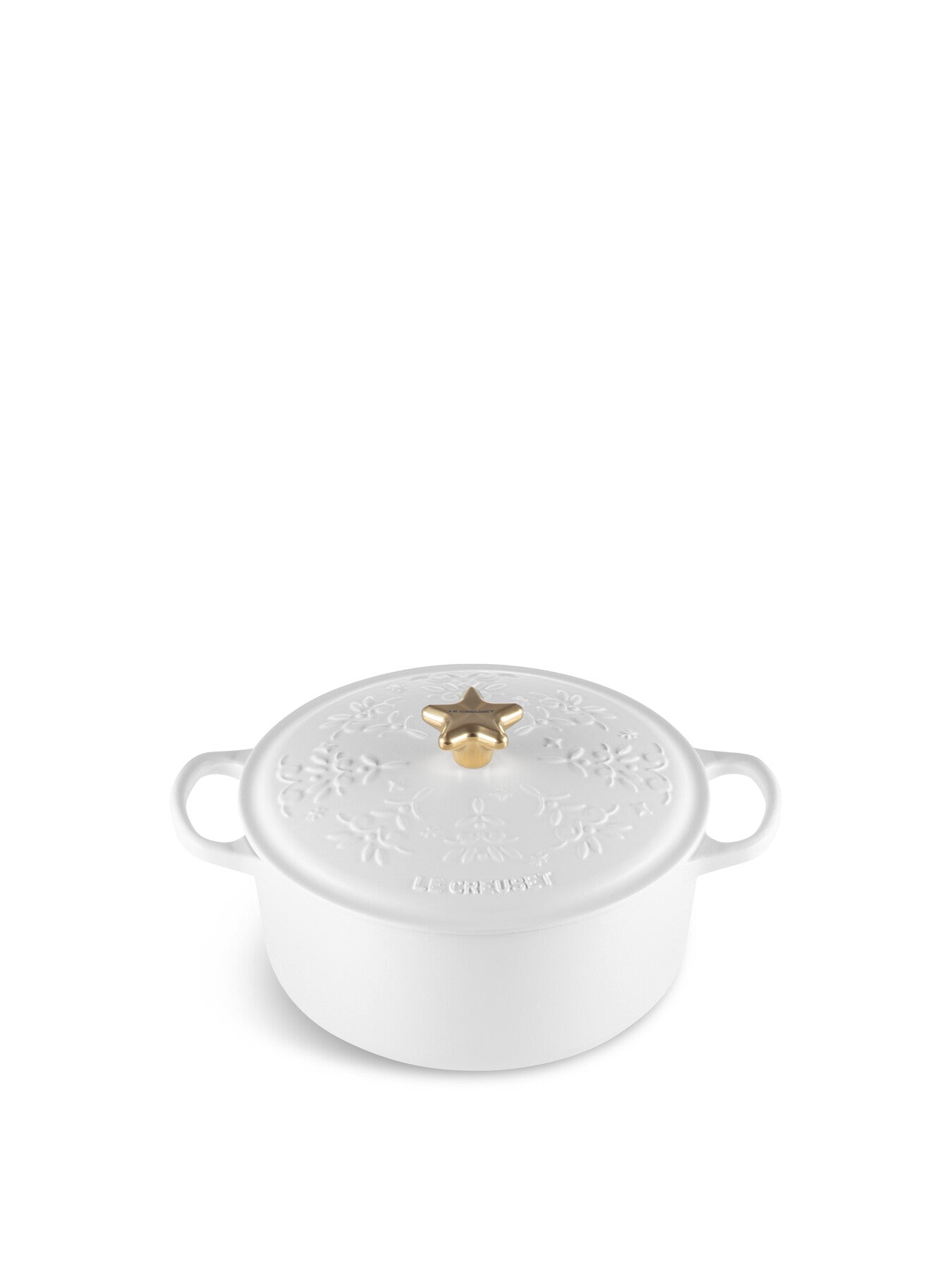 Cast Iron Round Casserole Noel Tree Relief