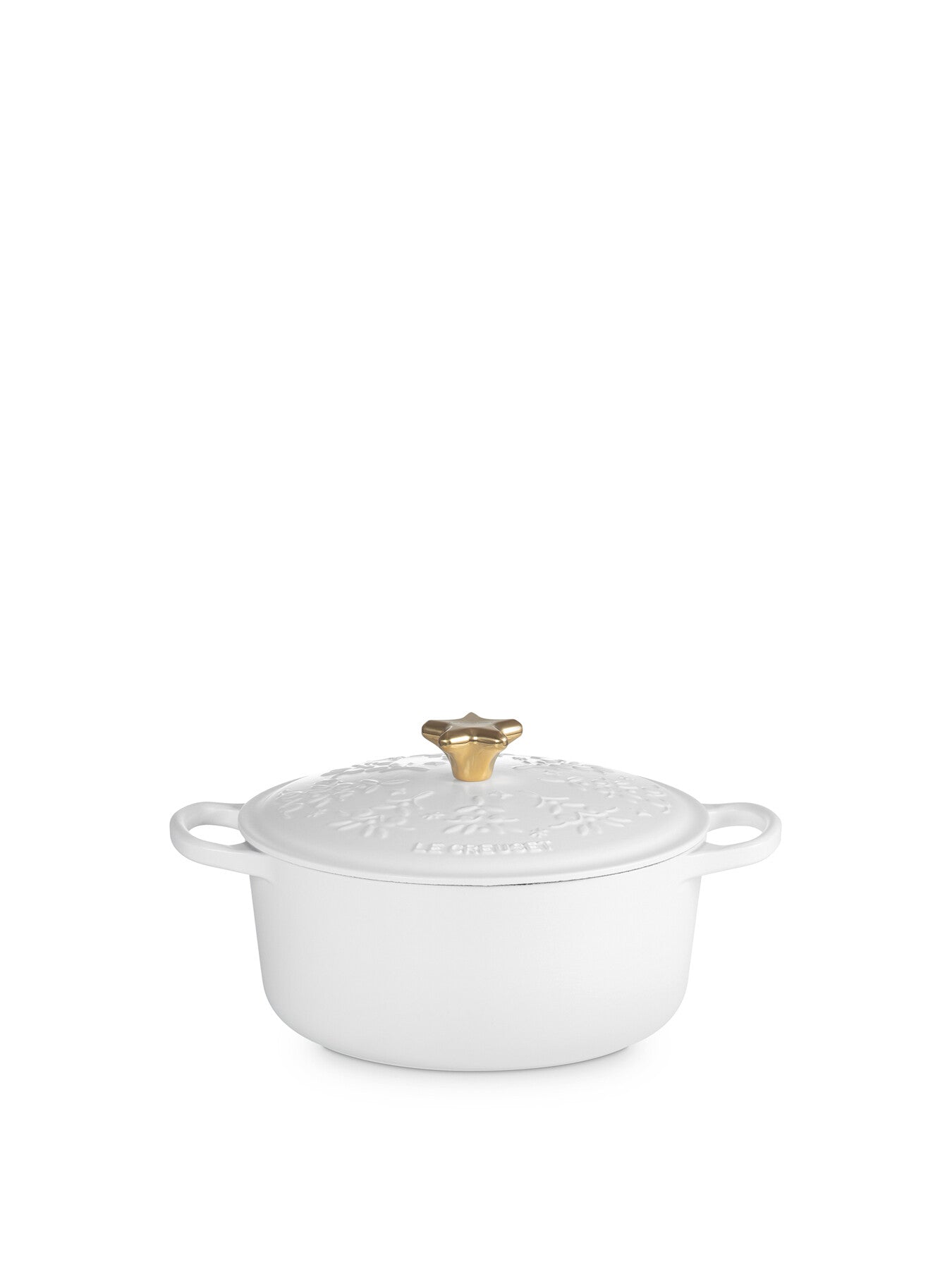 Cast Iron Round Casserole Noel Tree Relief