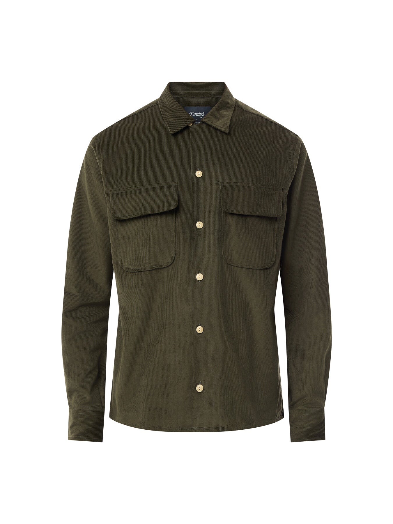 Camp Collar Corduroy Long Sleeve Shirt