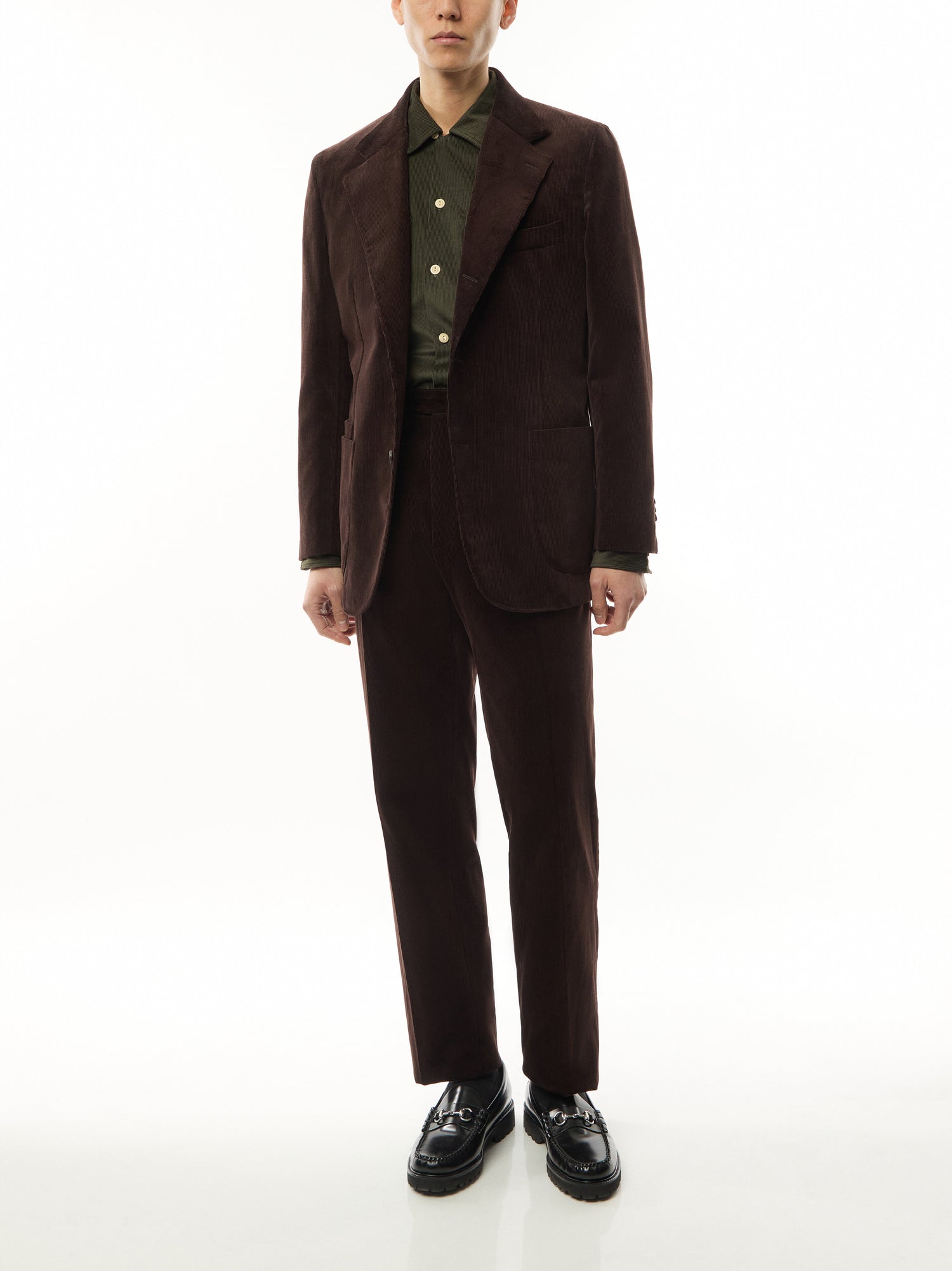Camp Collar Corduroy Long Sleeve Shirt