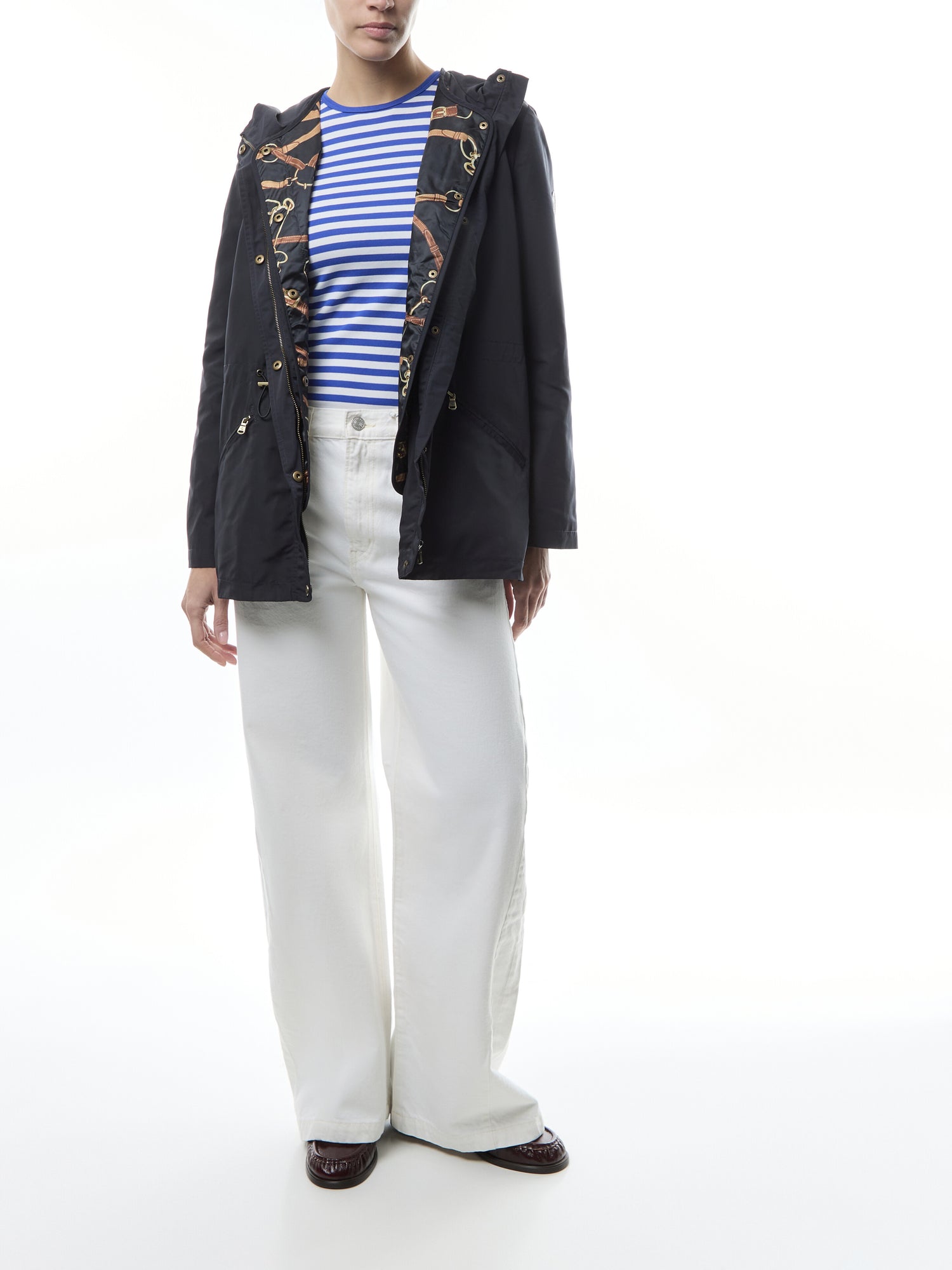 Striped Stretch Cotton Crewneck T Shirt