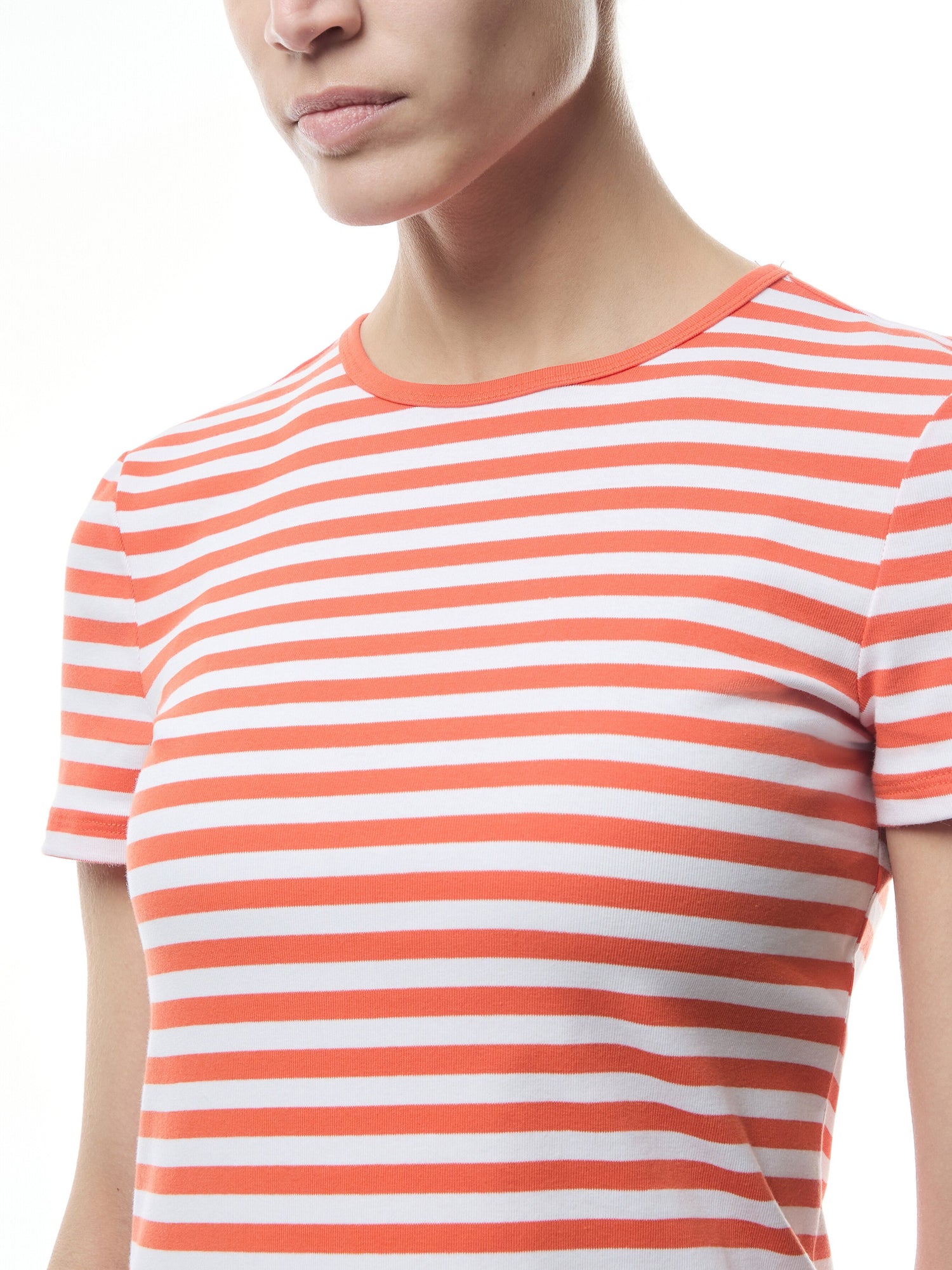 Alli Striped Stretch Cotton Crewneck T Shirt
