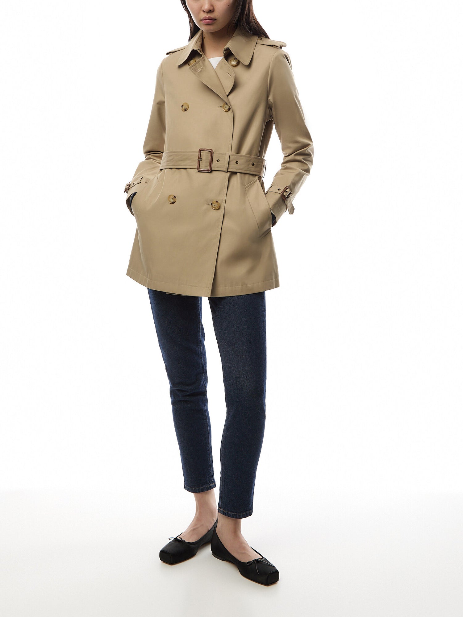 Double-Breasted Cotton-Blend Trench Coat