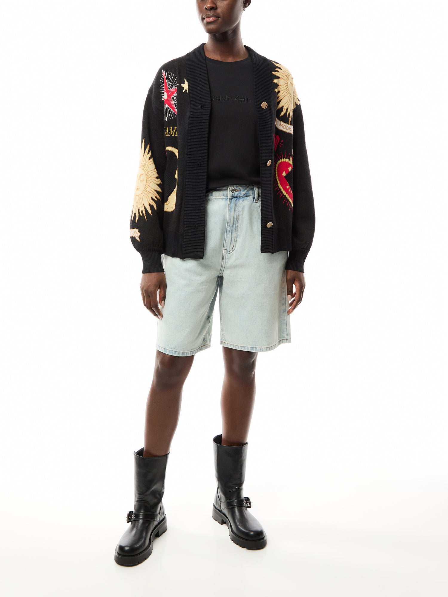 Denim Scallop Pocket Long Shorts