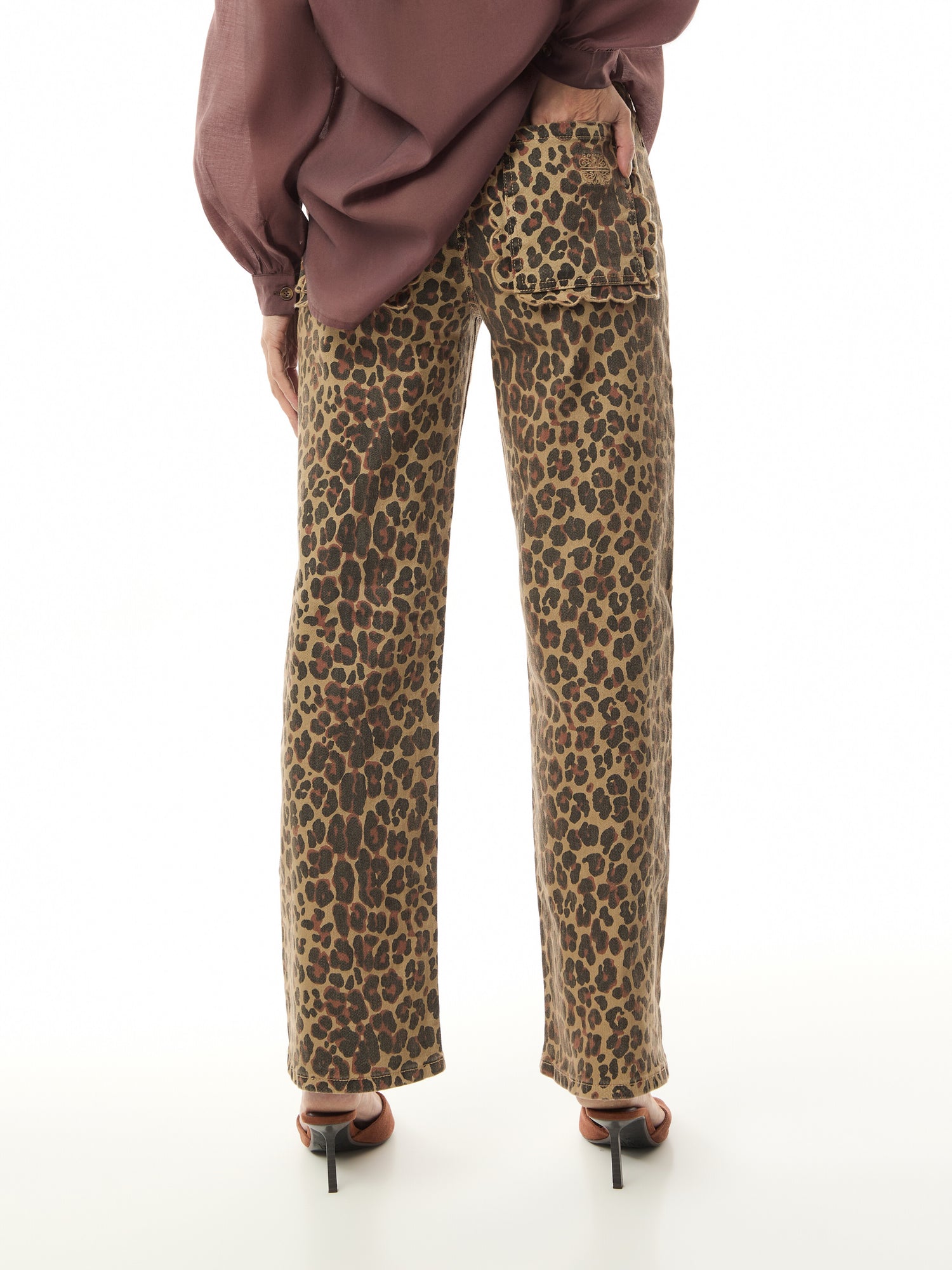 Leopard Lucia Scallop Detail Jeans Petite