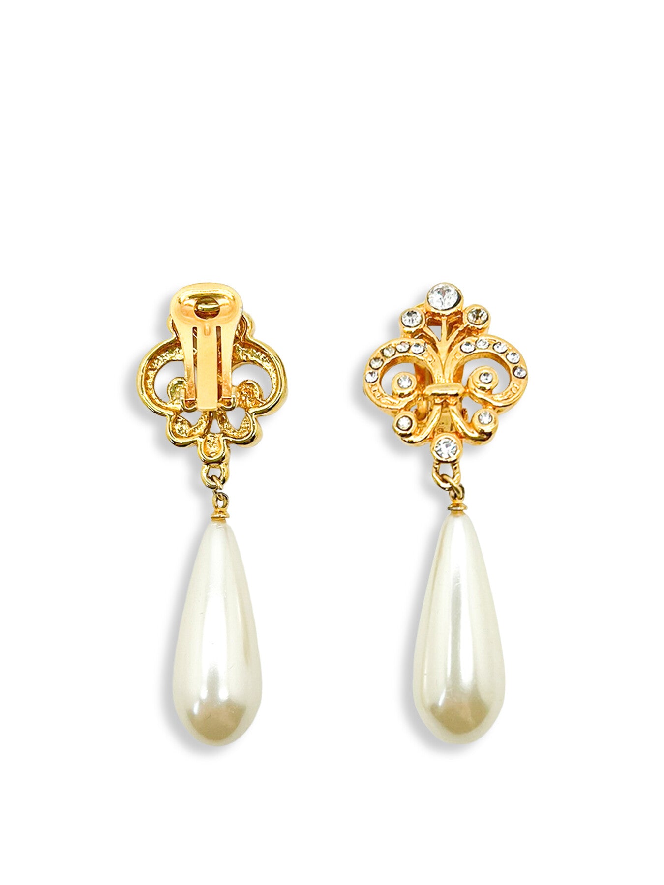 Vintage Statement Gold Pearl Drop Earrings