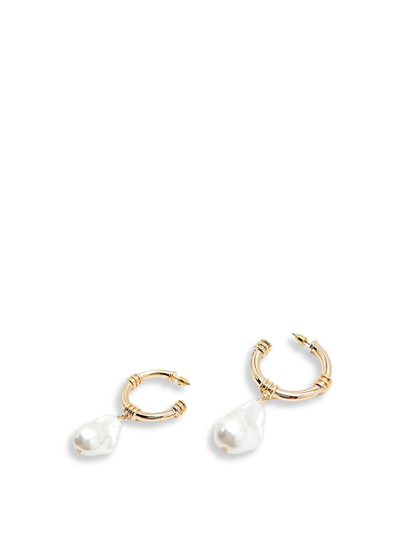 Vintage Gold Baroque Pearl Drop Hoops