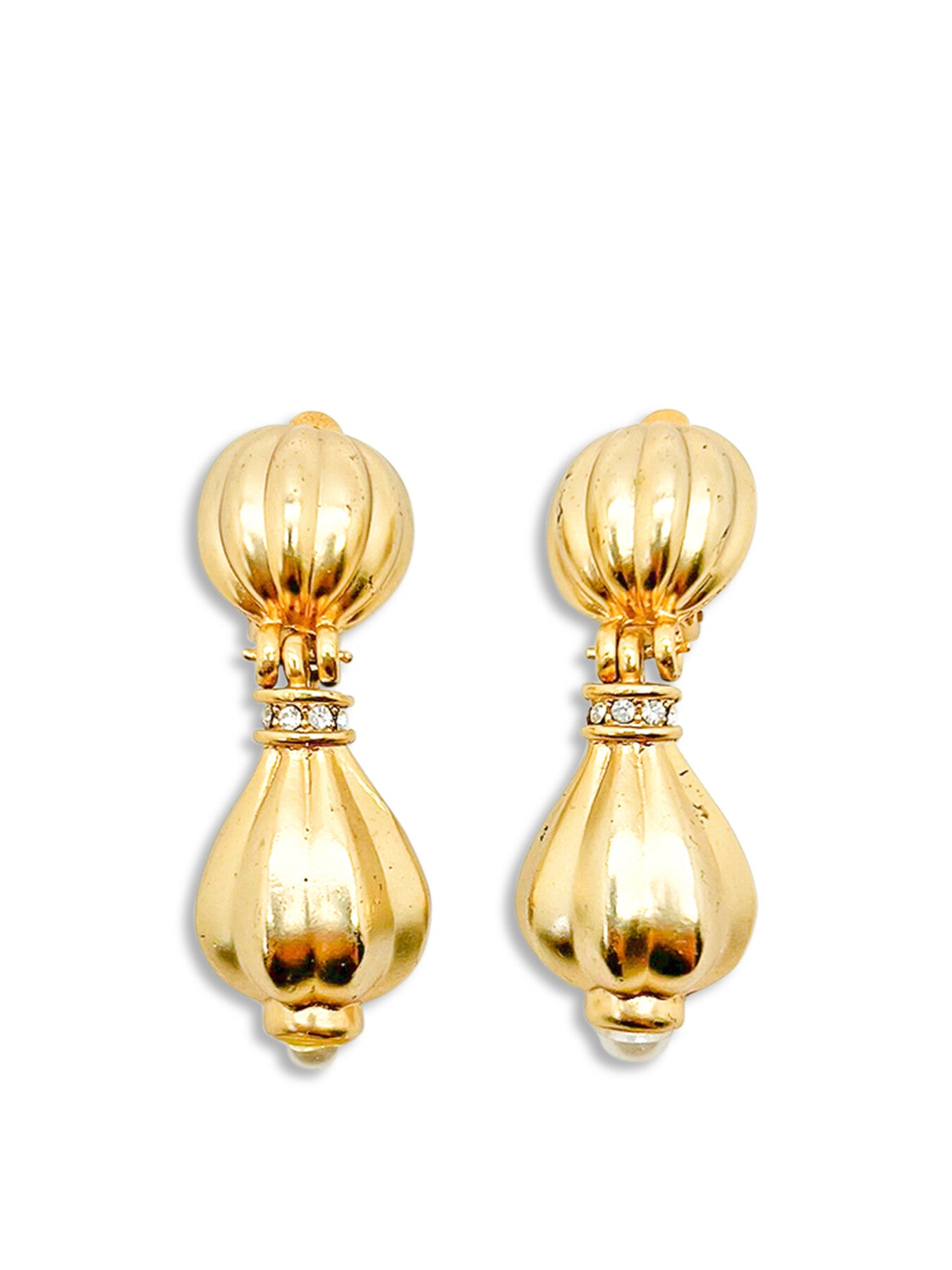 Vintage Etruscan Gold Pearl Drop Earrings