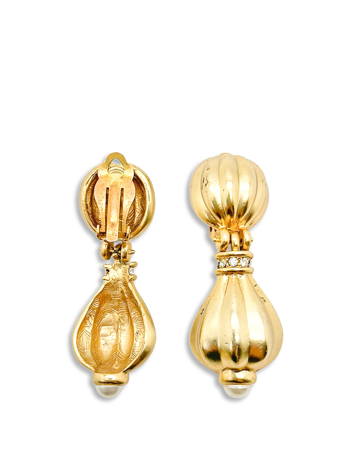 Vintage Etruscan Gold Pearl Drop Earrings