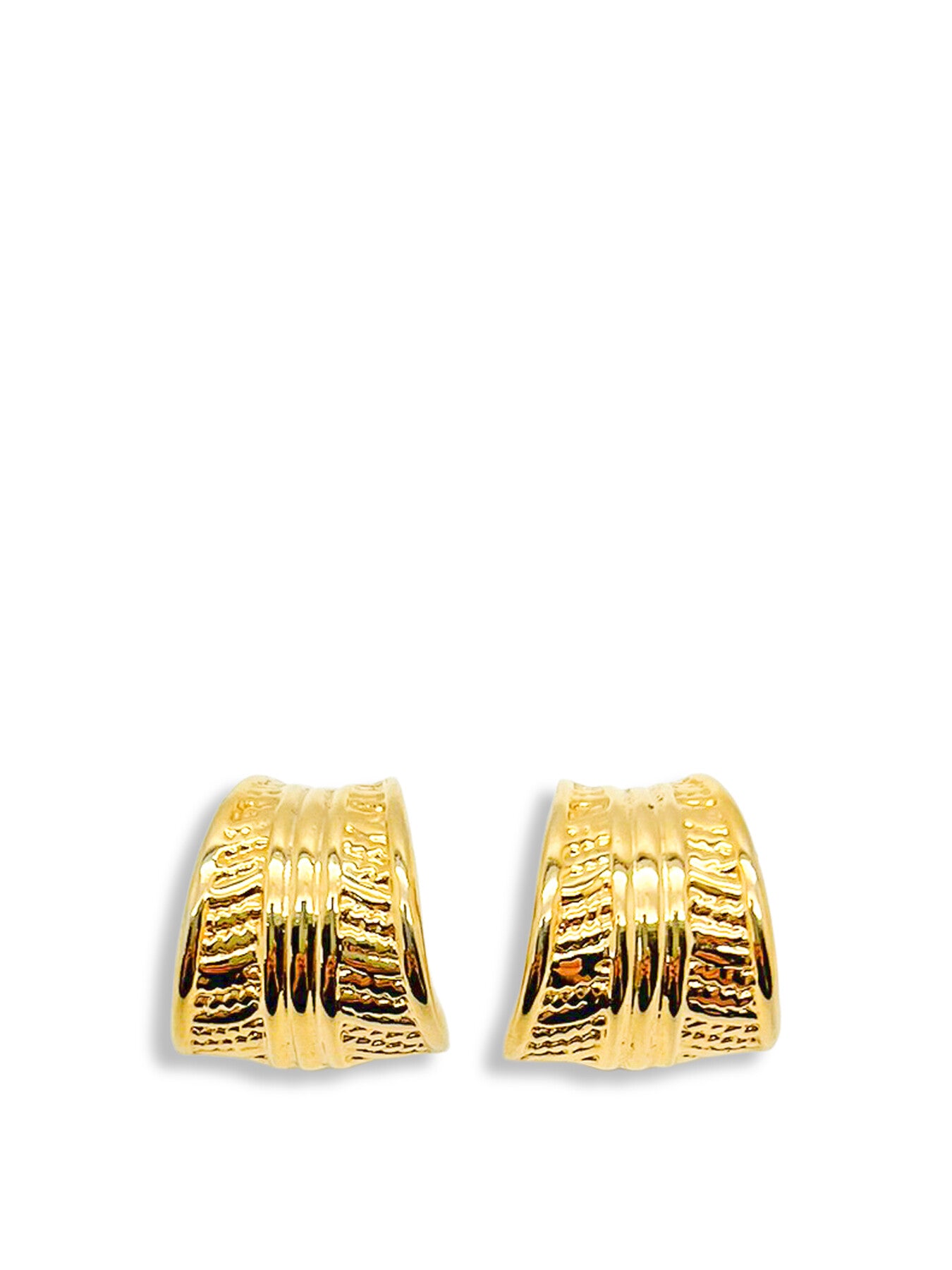 Vintage Textured Statement Gold Hoop Huggies