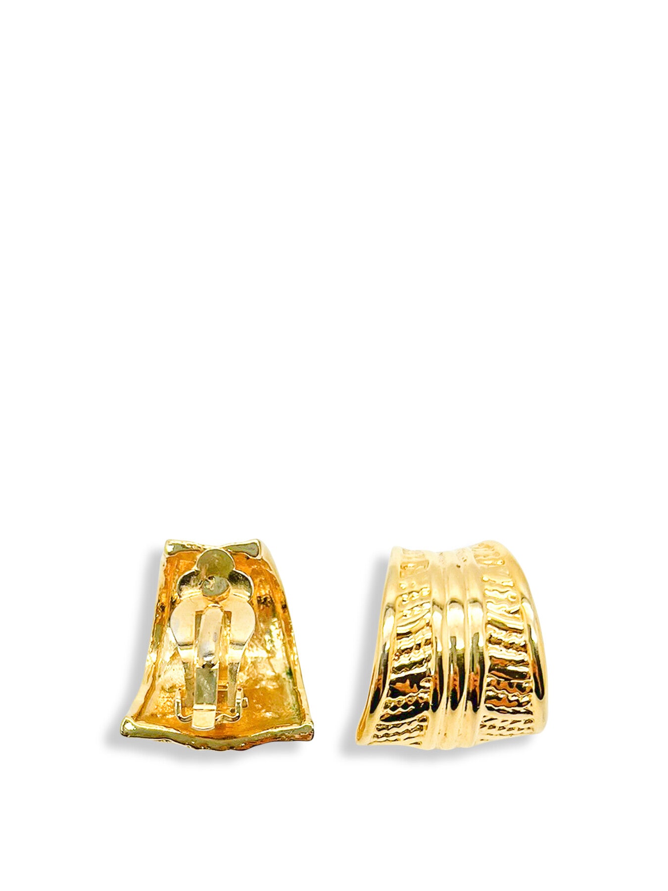 Vintage Textured Statement Gold Hoop Huggies