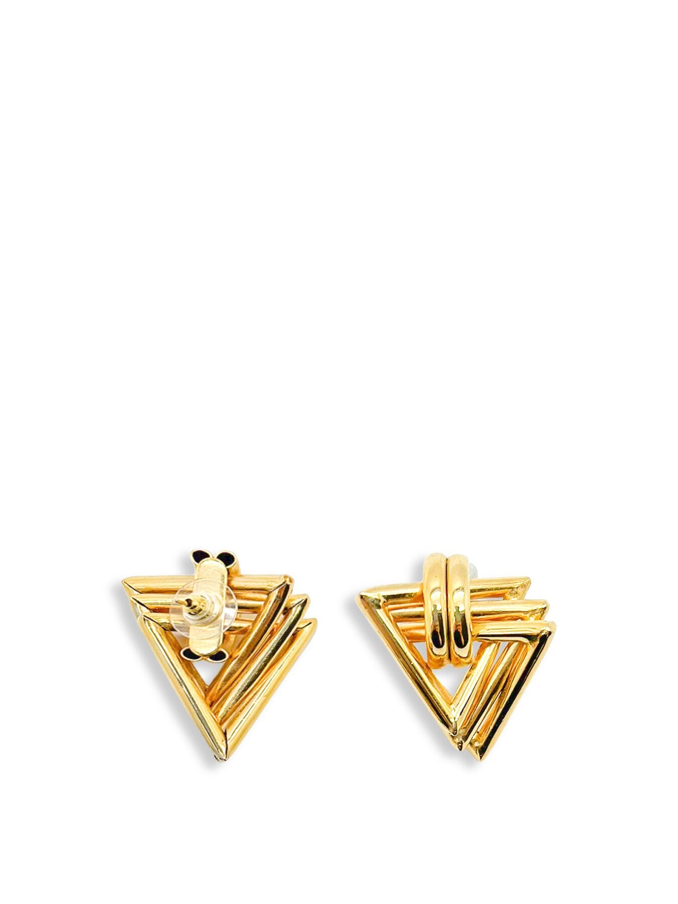 Vintage Gold Triangular Knot Earrings