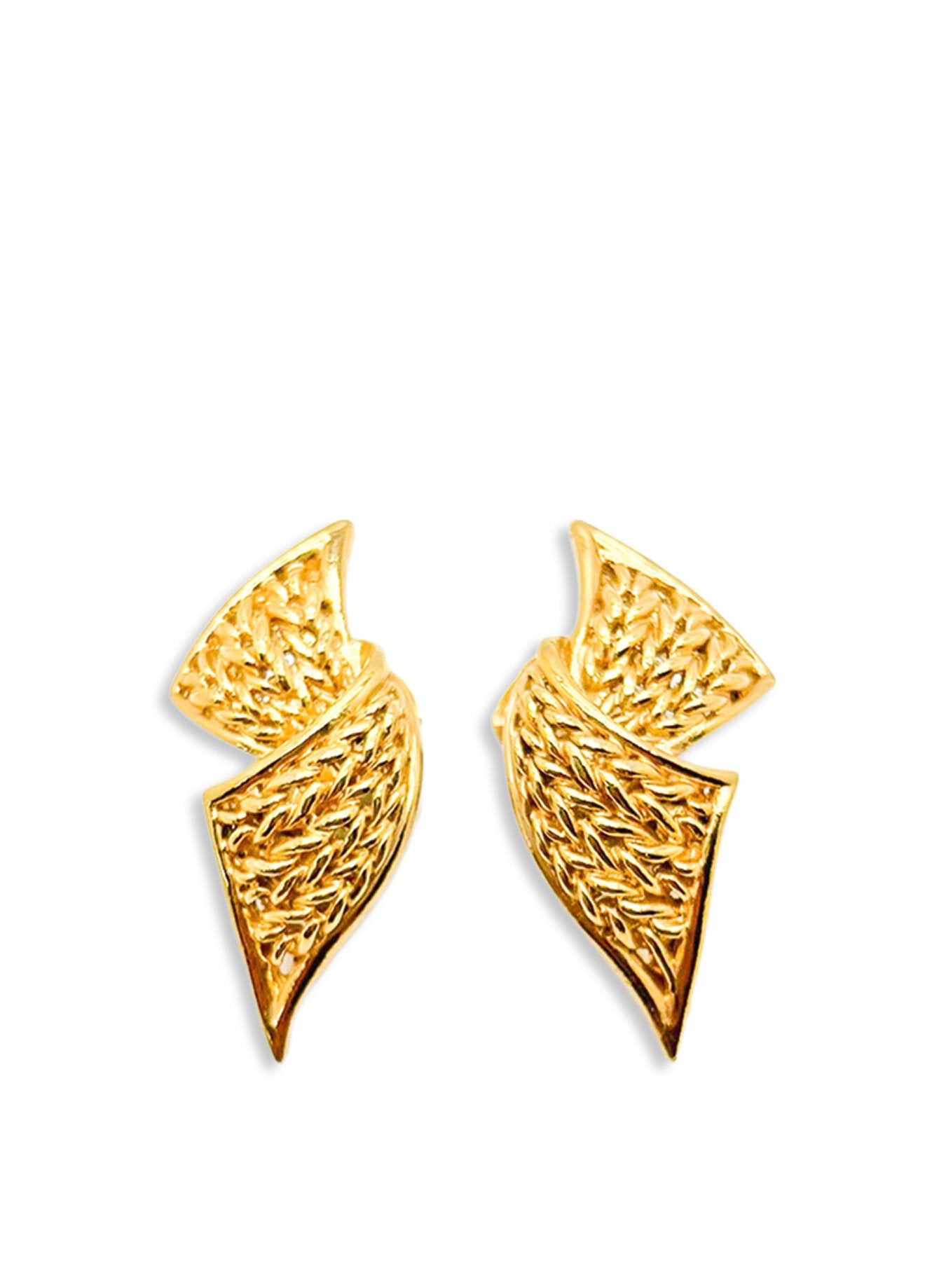 Vintage Gold Weave Ribbon Twist Earrings