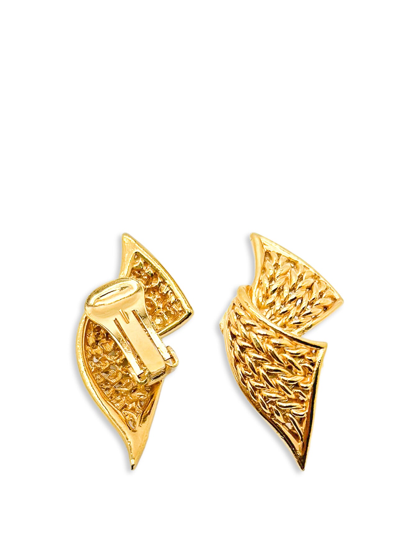 Vintage Gold Weave Ribbon Twist Earrings