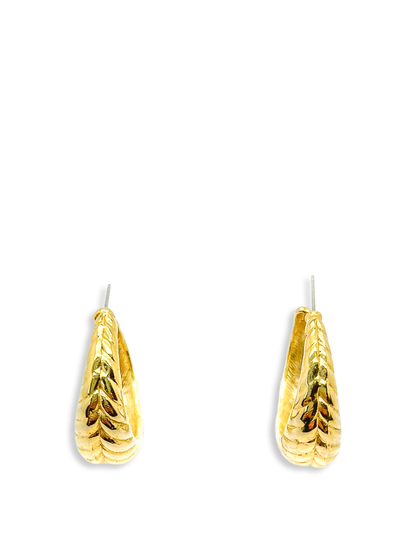 Vintage Gold Curved Leaf Hoops