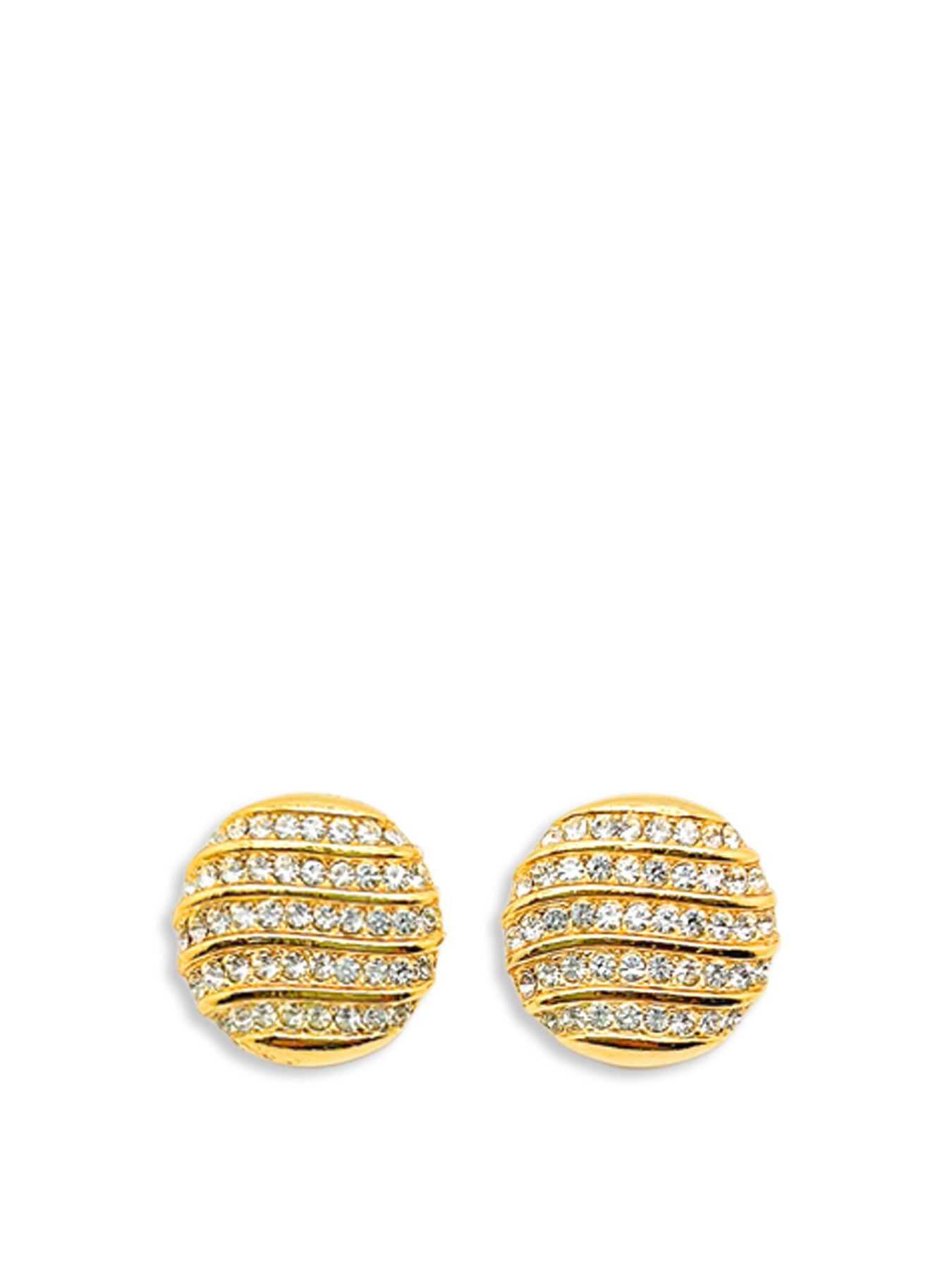 Vintage Gold Button Crystal Studs