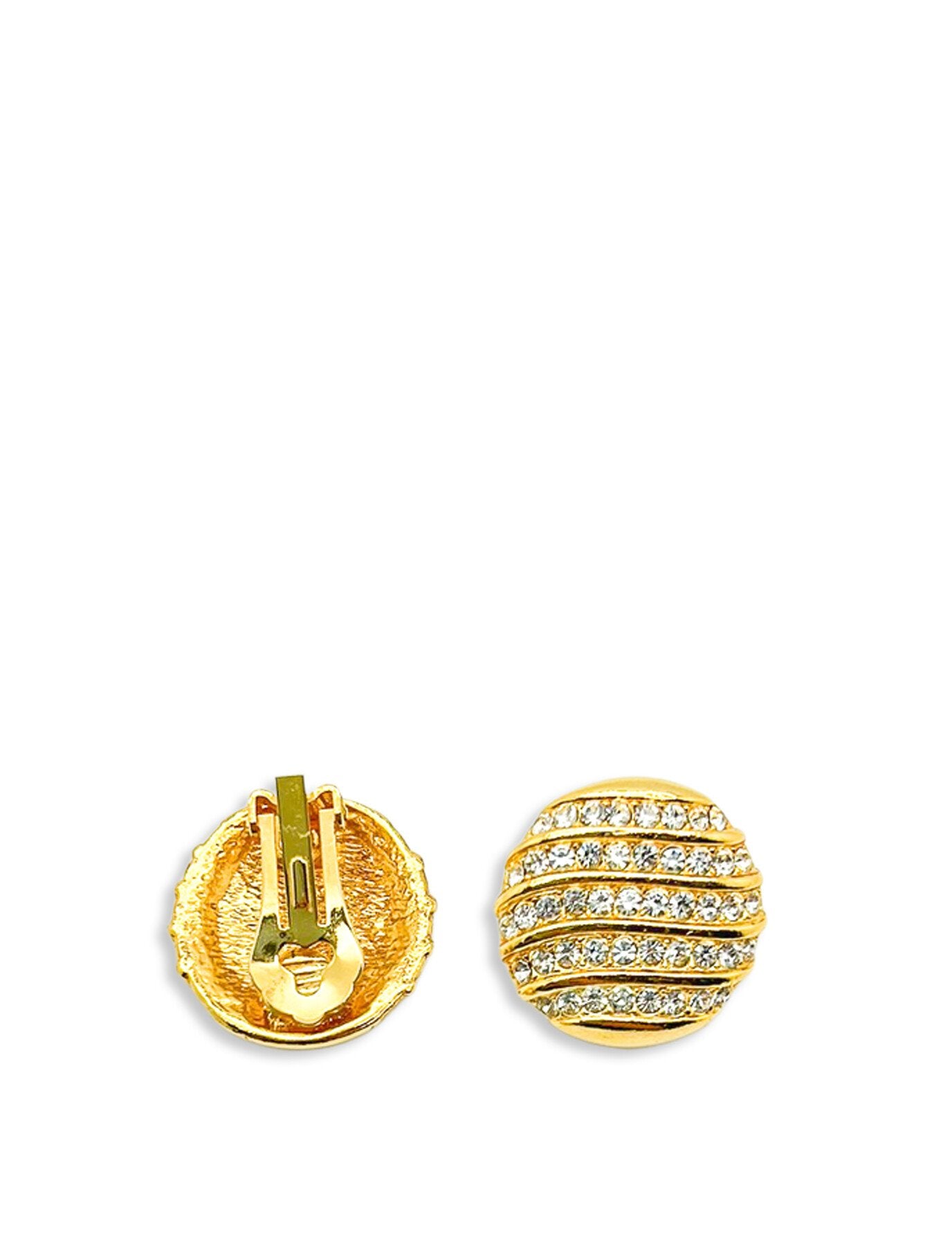 Vintage Gold Button Crystal Studs
