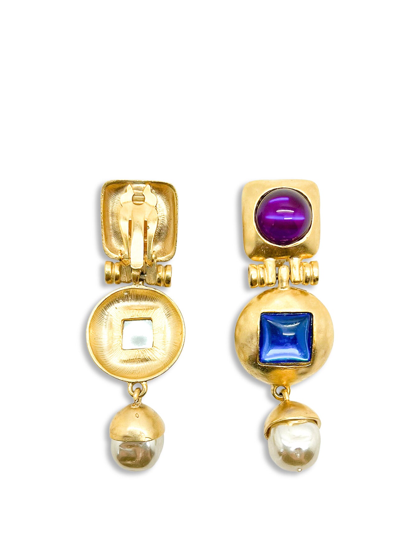 Vintage Gold Jewelled Triple Drop Earrings