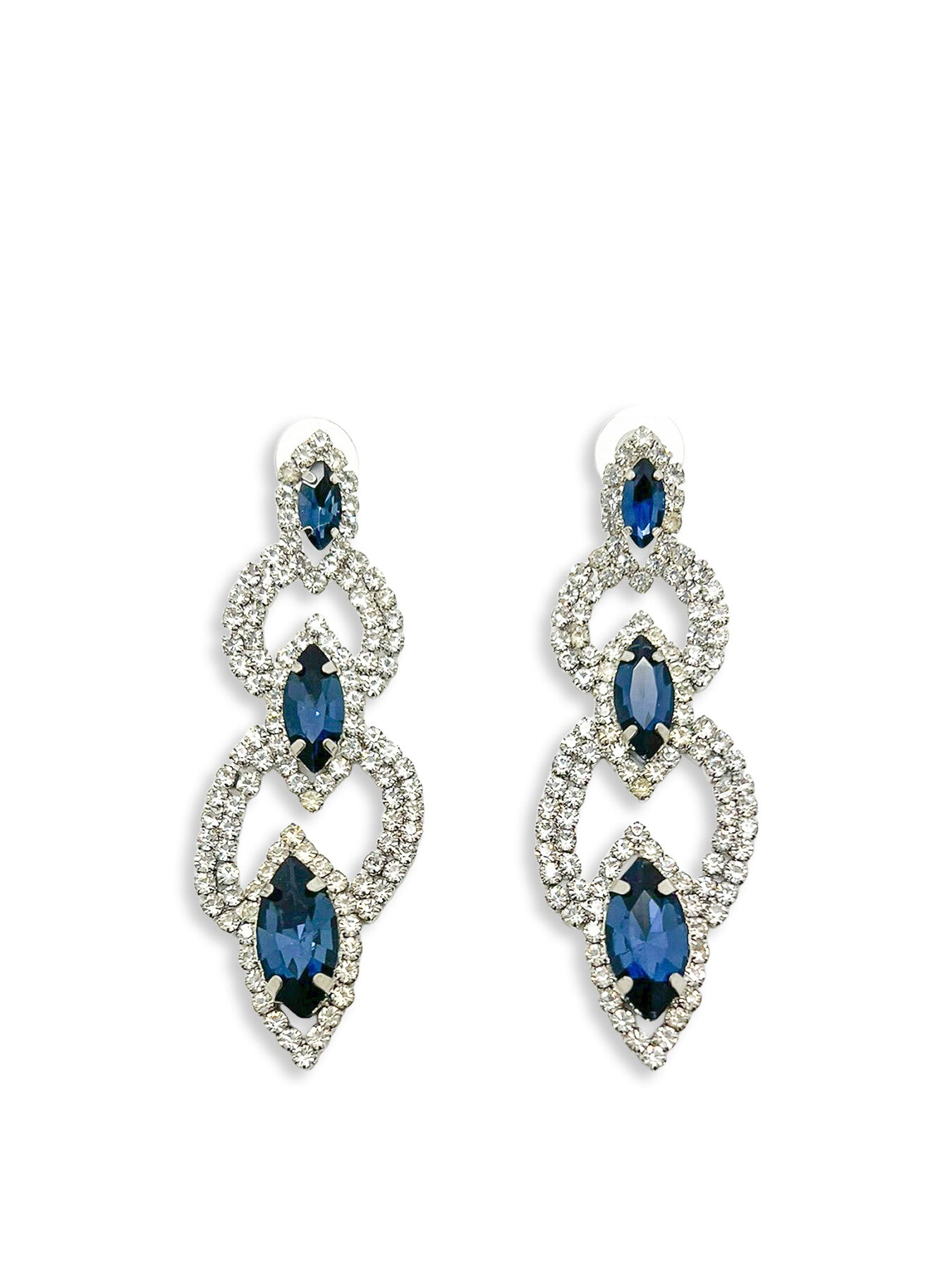 Vintage Sapphire Marquise Triple Drop Earrings