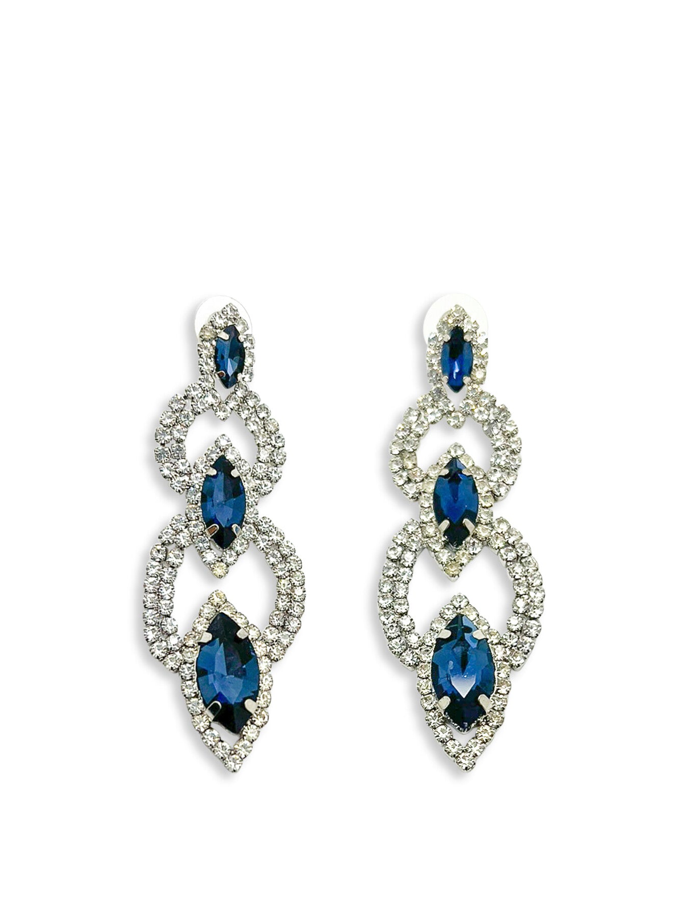 Vintage Sapphire Marquise Triple Drop Earrings