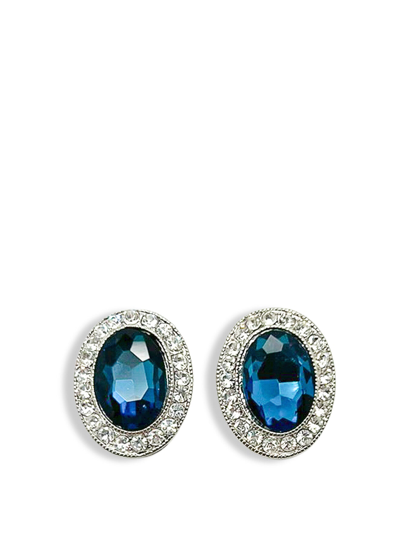 Vintage Sapphire Crystal with Pave Gallery Earrings
