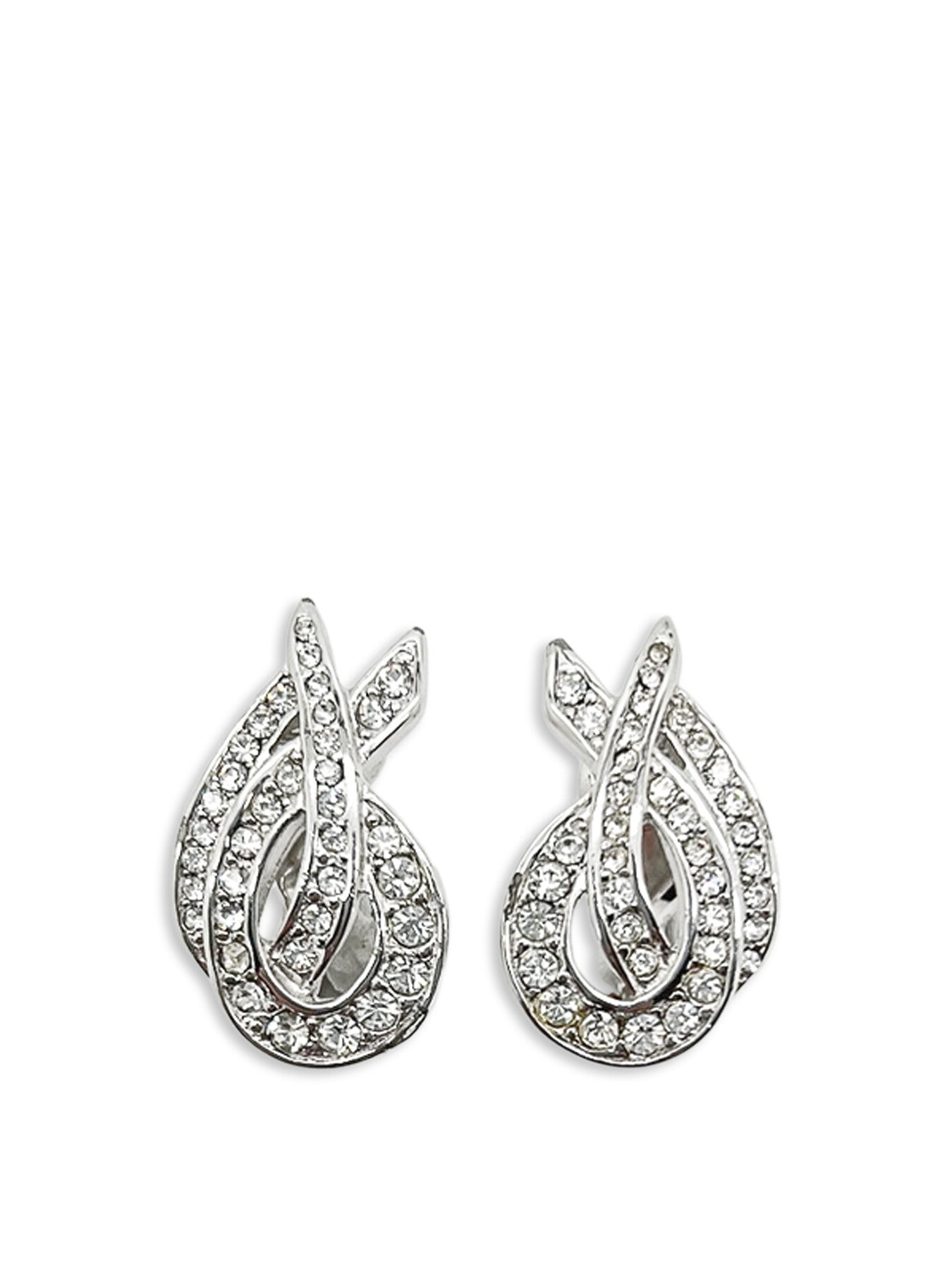 MONET Silver Crystal Swirl Earrings