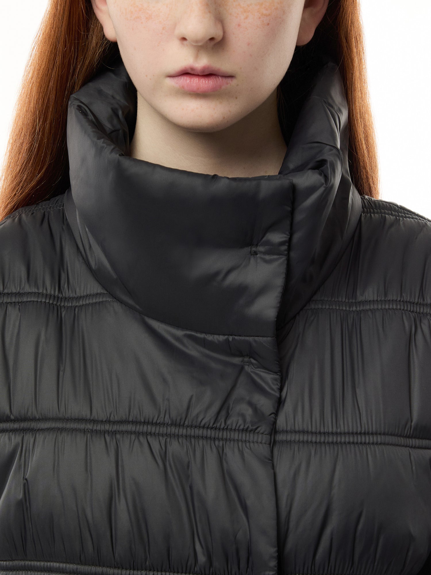 High Collar Ruched Coat