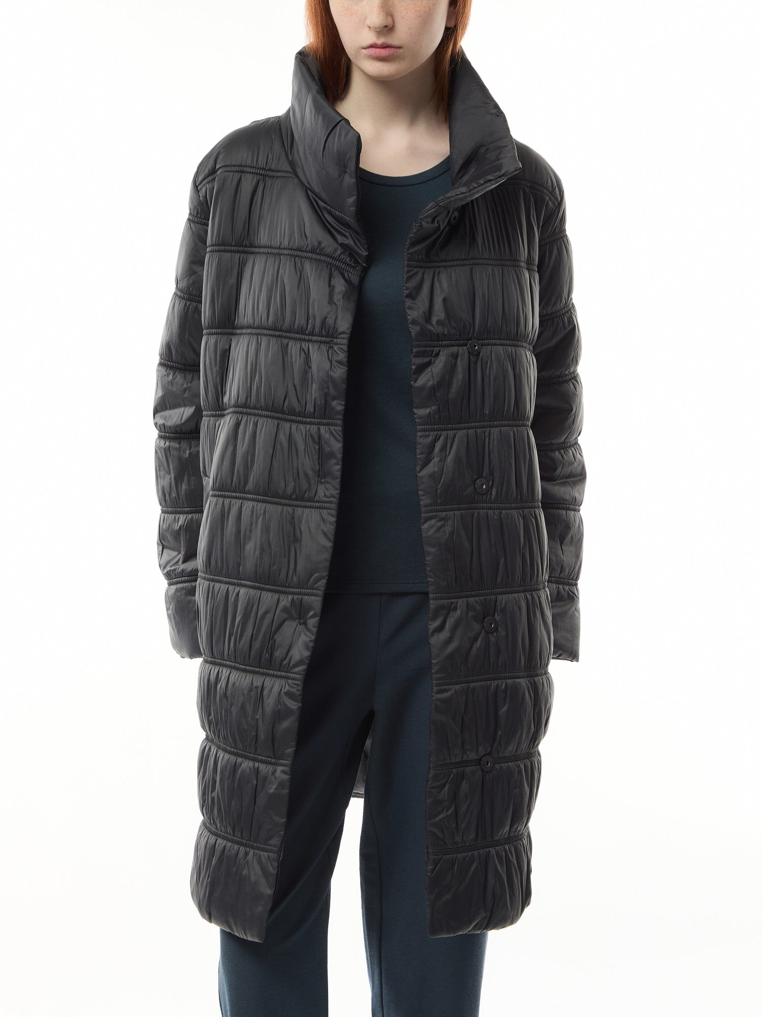 High Collar Ruched Coat