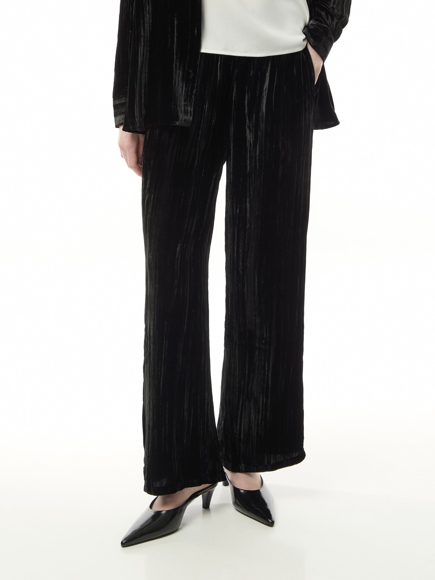 Crushed Velvet Wide-Leg Pant
