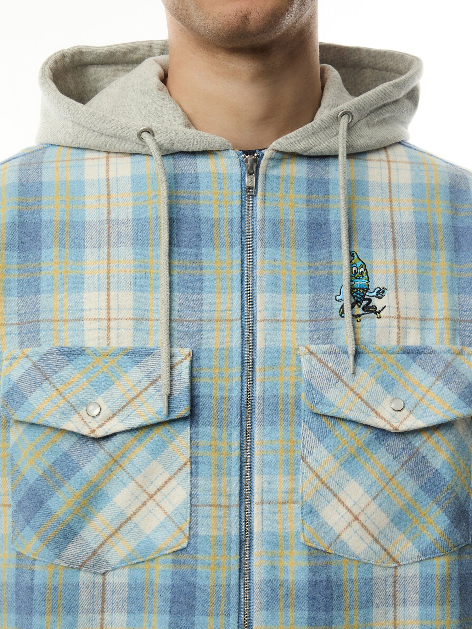 Flannel Zip Through Hoodie