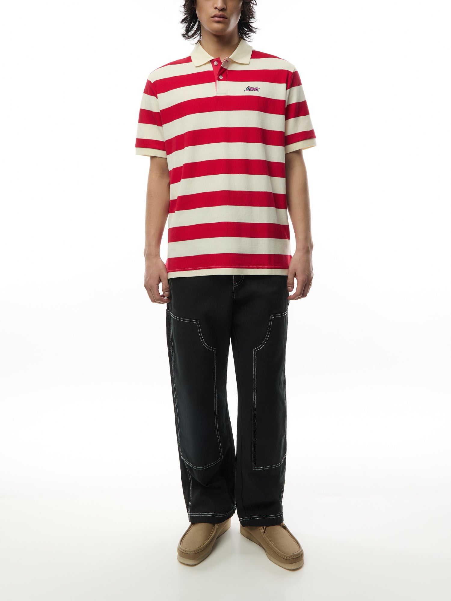 Running Dog Short Sleeve Striped Rugby Top