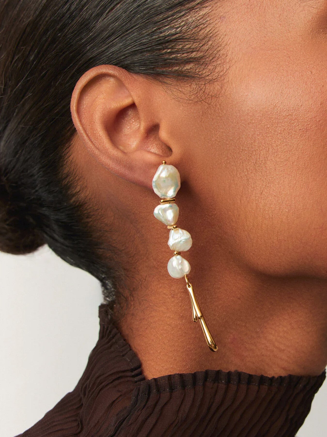Keshi Pearl Sculptural Drop Earrings