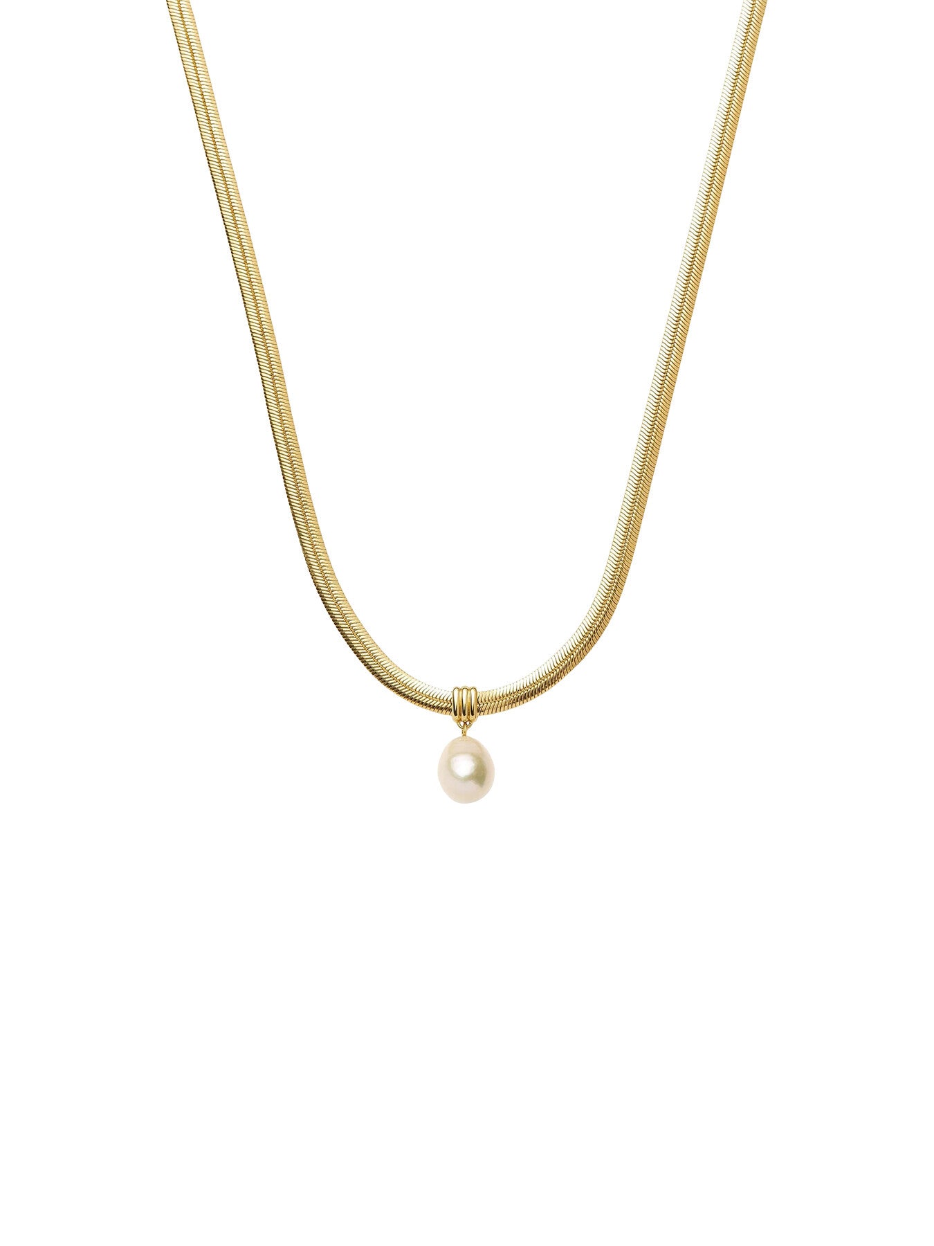 Baroque Pearl Snake Chain Pendant Necklace