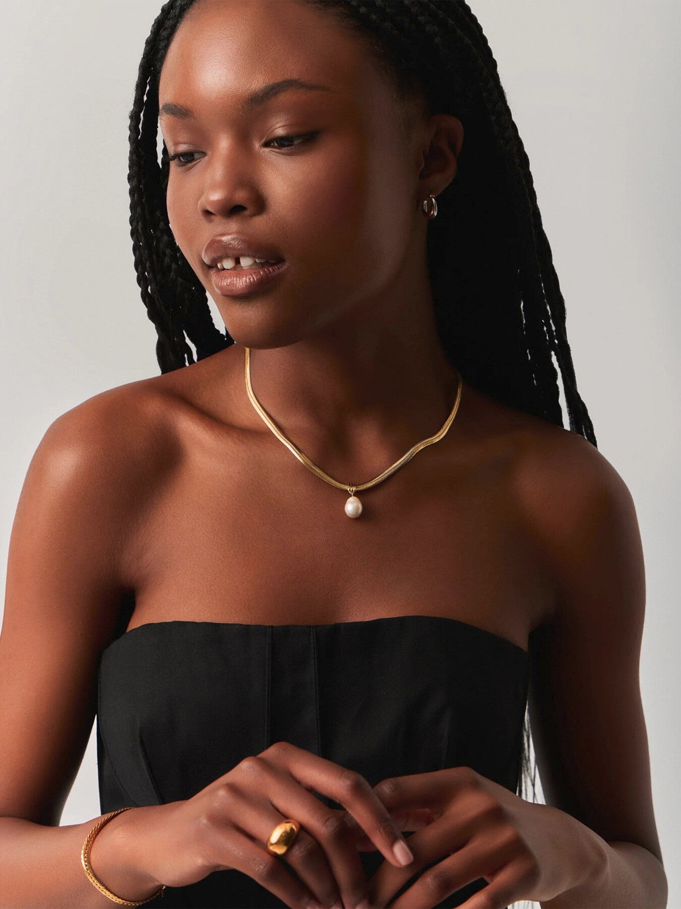 Baroque Pearl Snake Chain Pendant Necklace