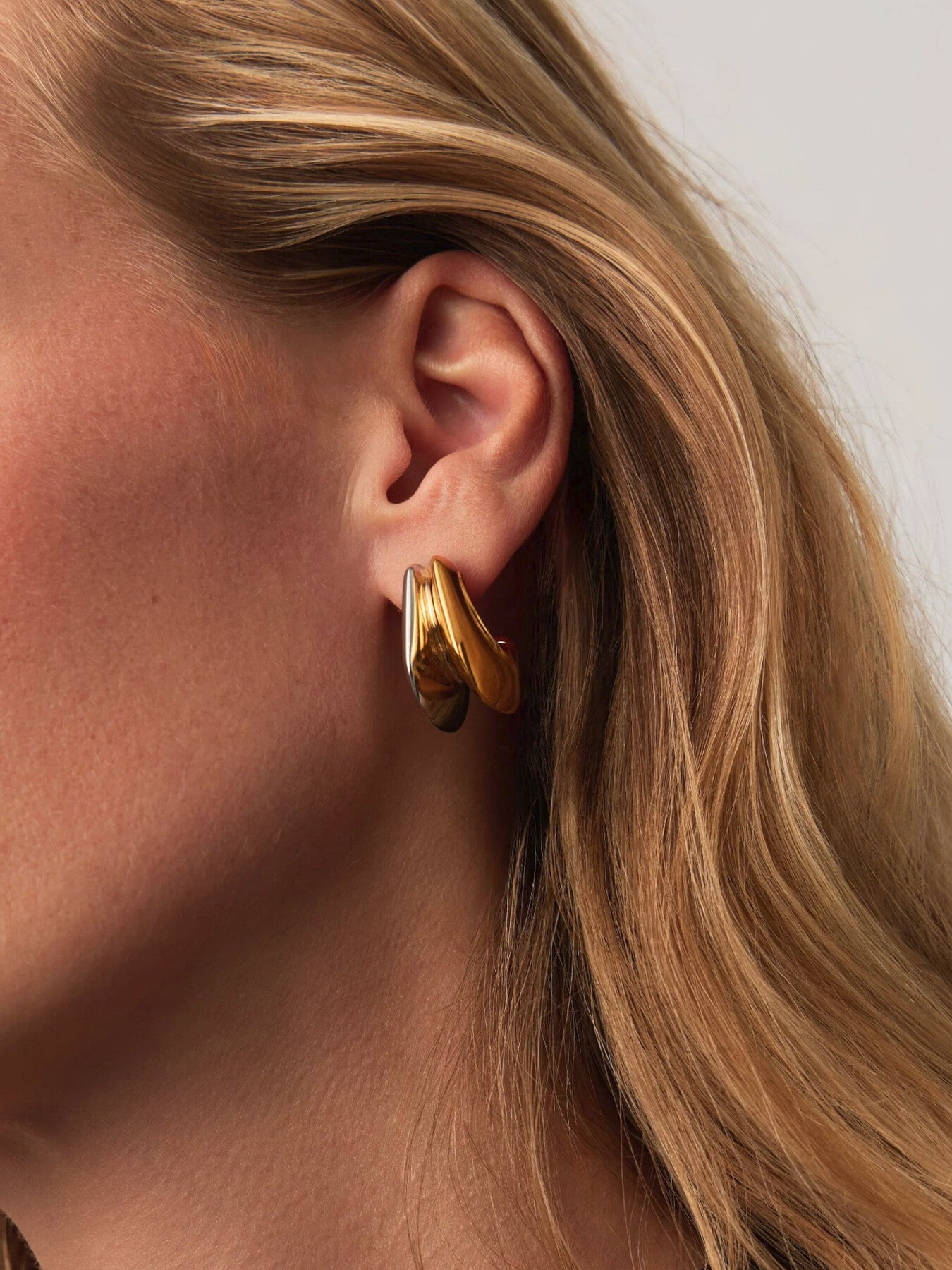 Mixed Metal Double Hoop Earring