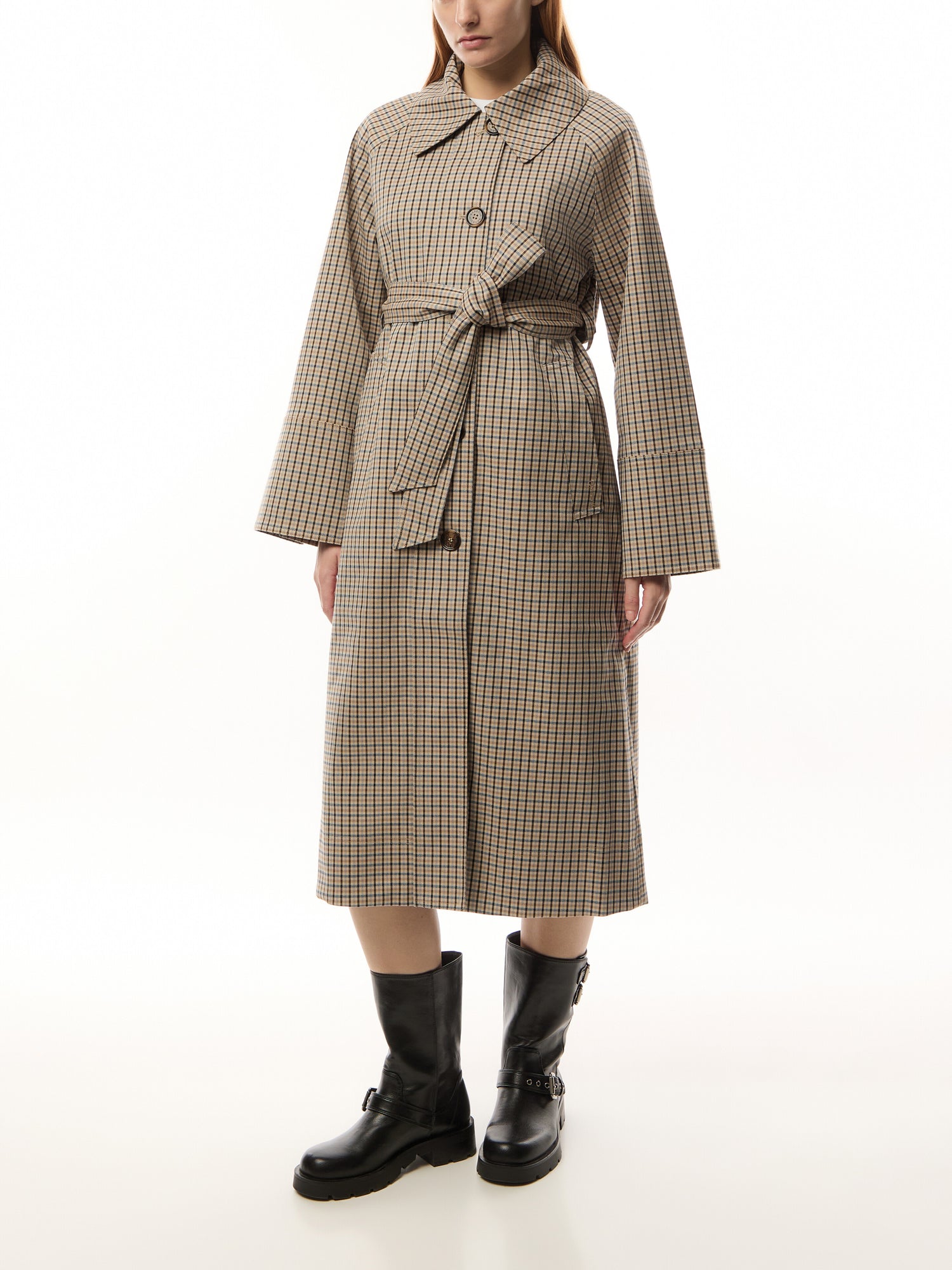 Barbour Beatrix Check Showerproof Trench Coat