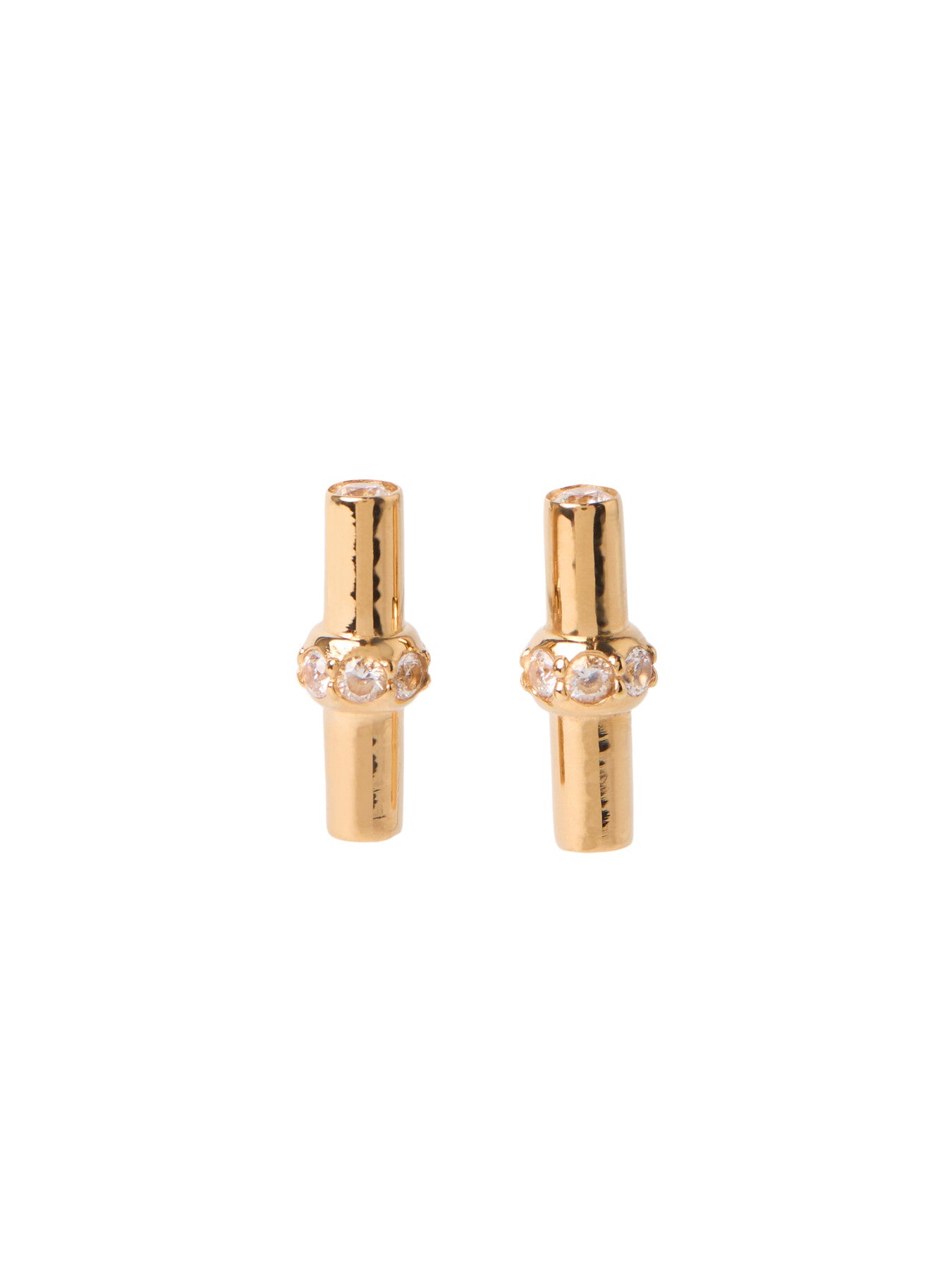 Jewelled Gold T Bar Stud Earrings