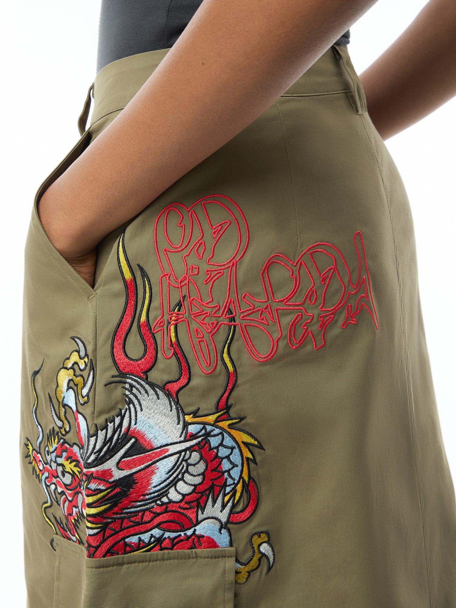 Dragon Flame Long Cargo Skirt