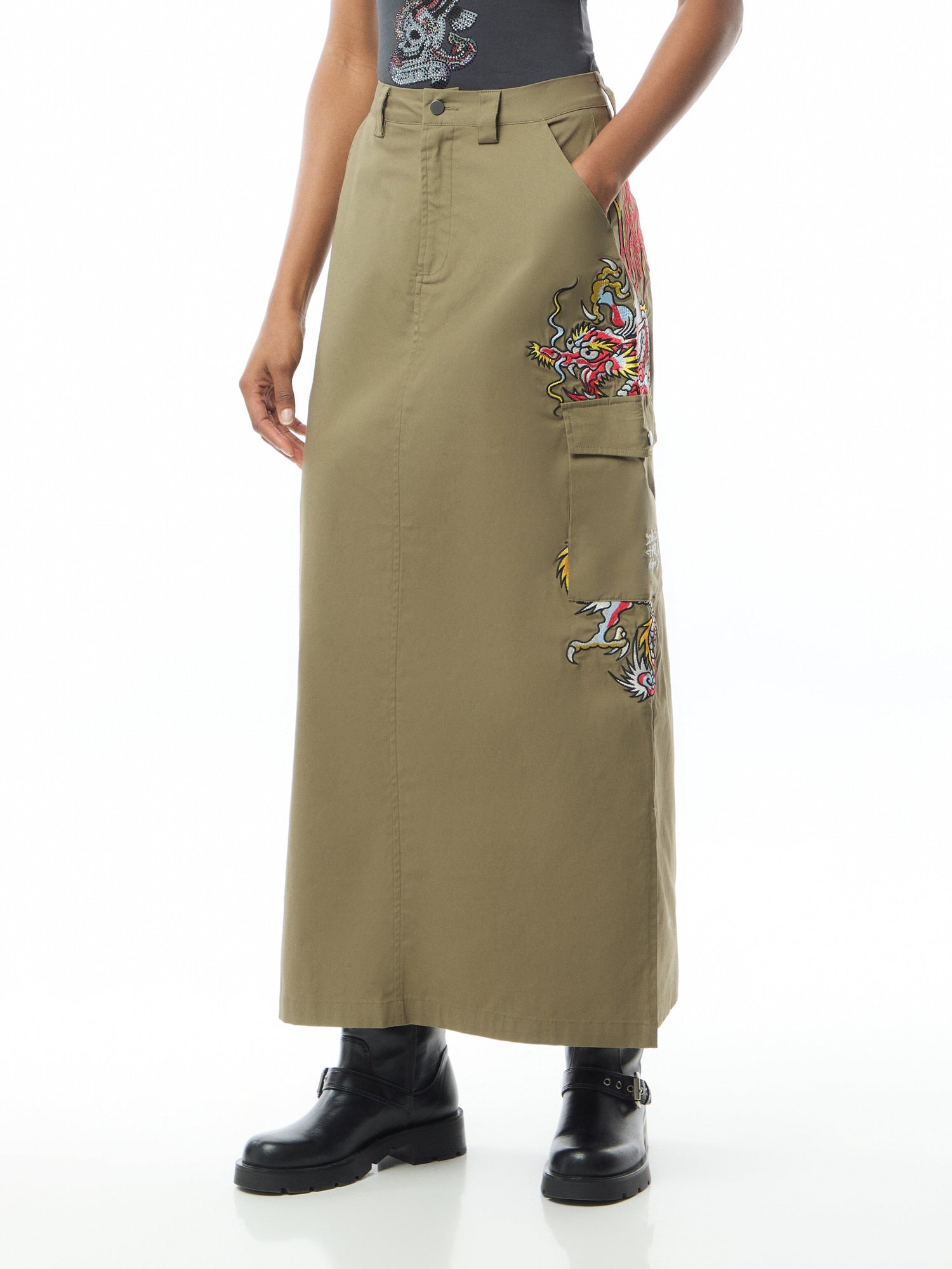 Dragon Flame Long Cargo Skirt