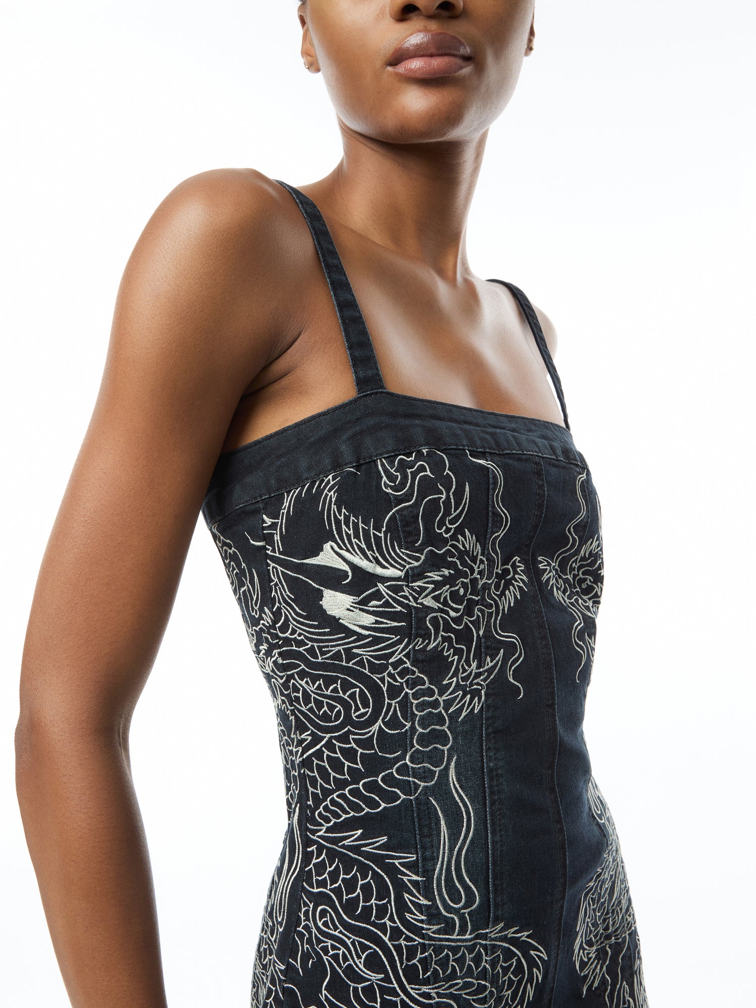 Dragon Flame Denim Mini Dress