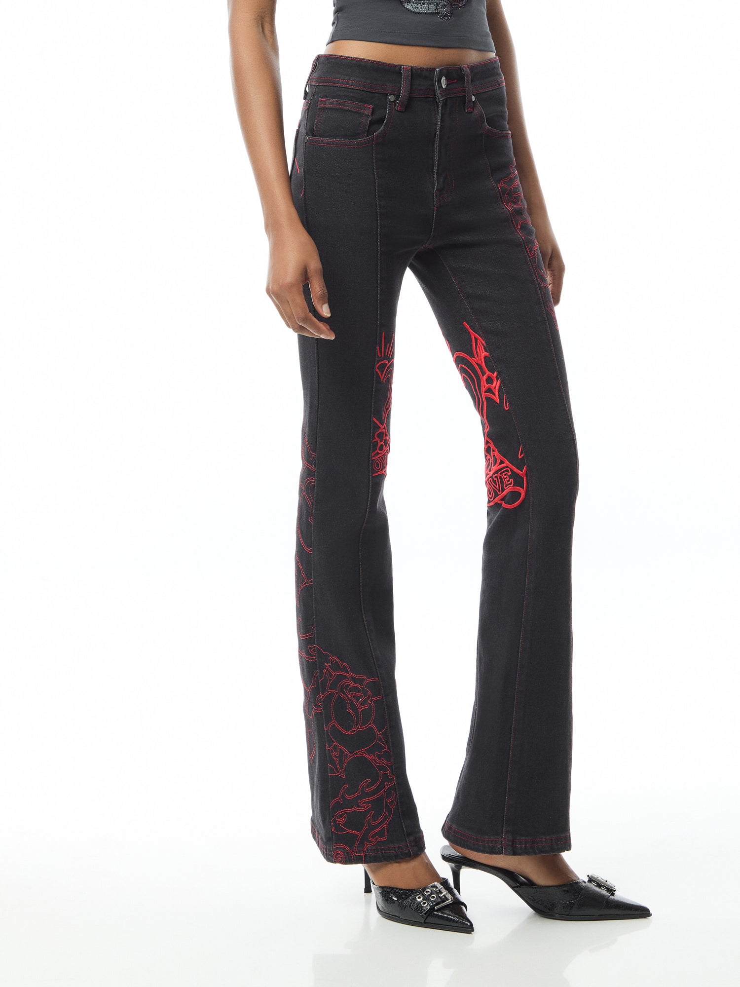 Rouge Hearts Flared Jeans