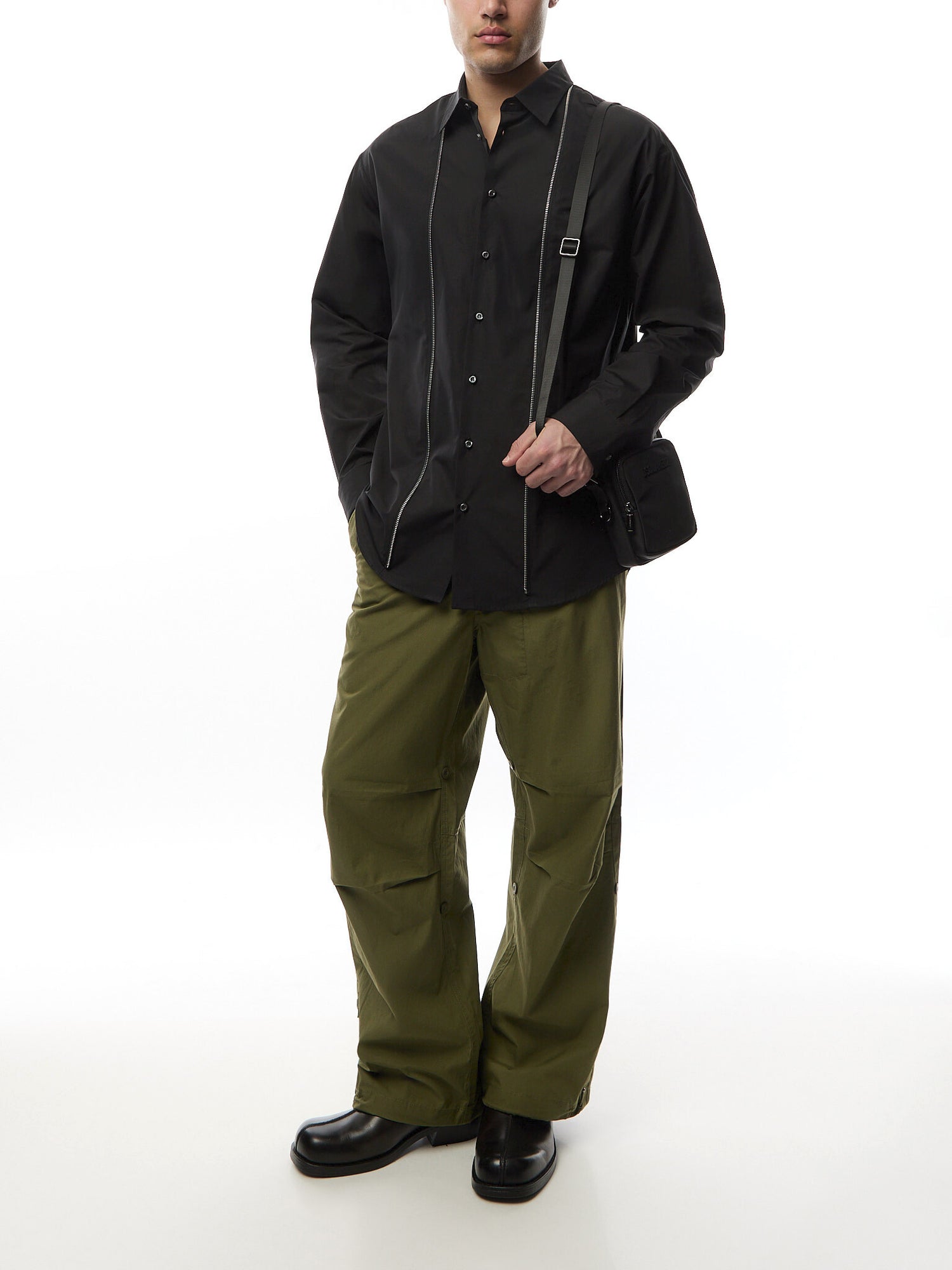 Zipped Dropped Shoulder Shirt