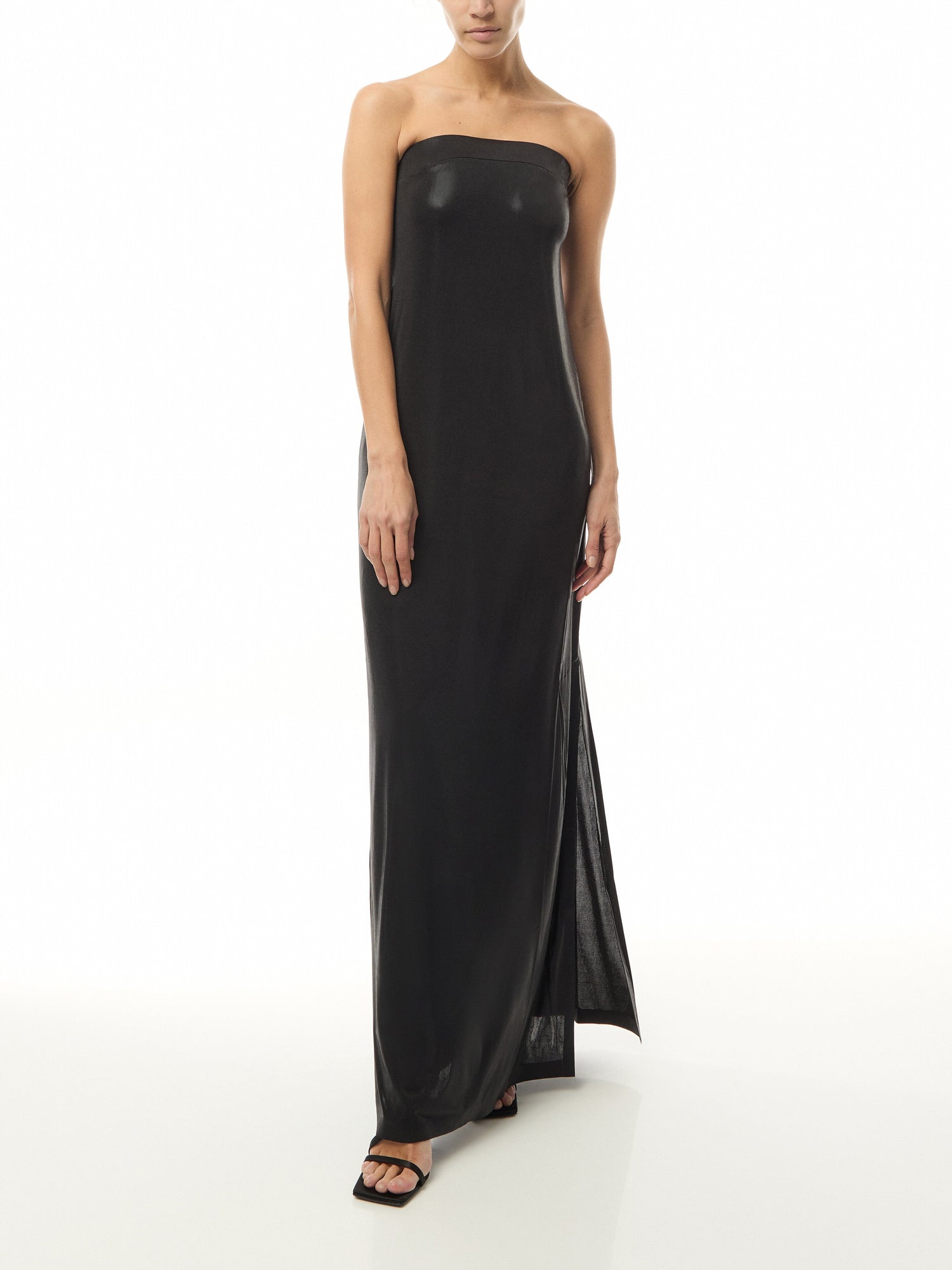 Strapless Tailored Side Slit Gown