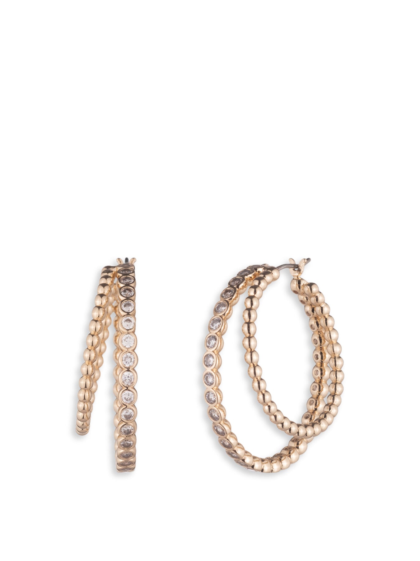 CZ Bead Split Hoop Earrings