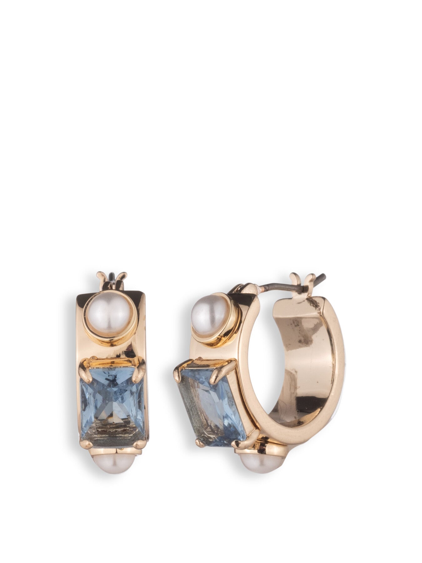 16mm Pearl Stone Hoop Earrings