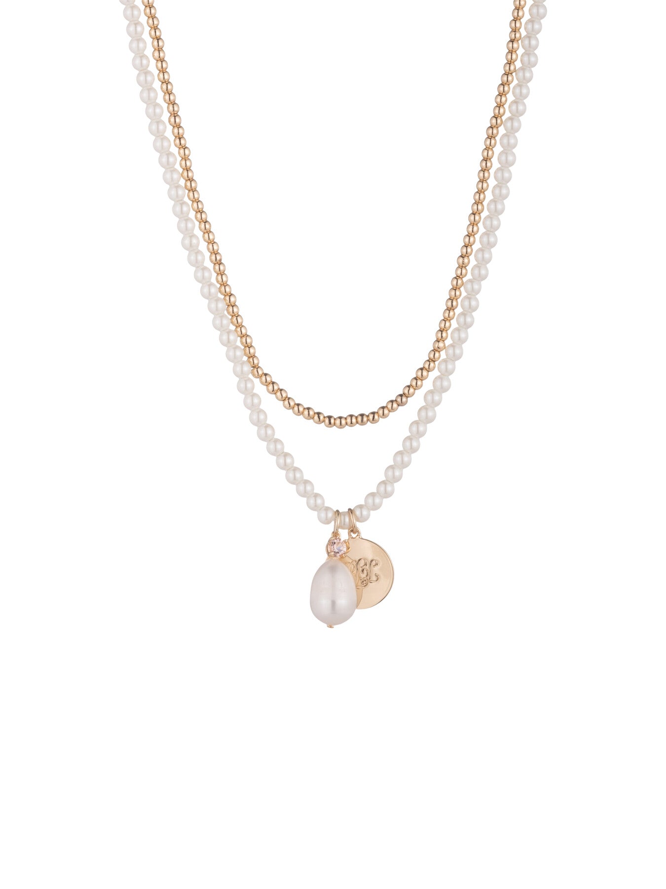Two Row Pearl Pendant Necklace