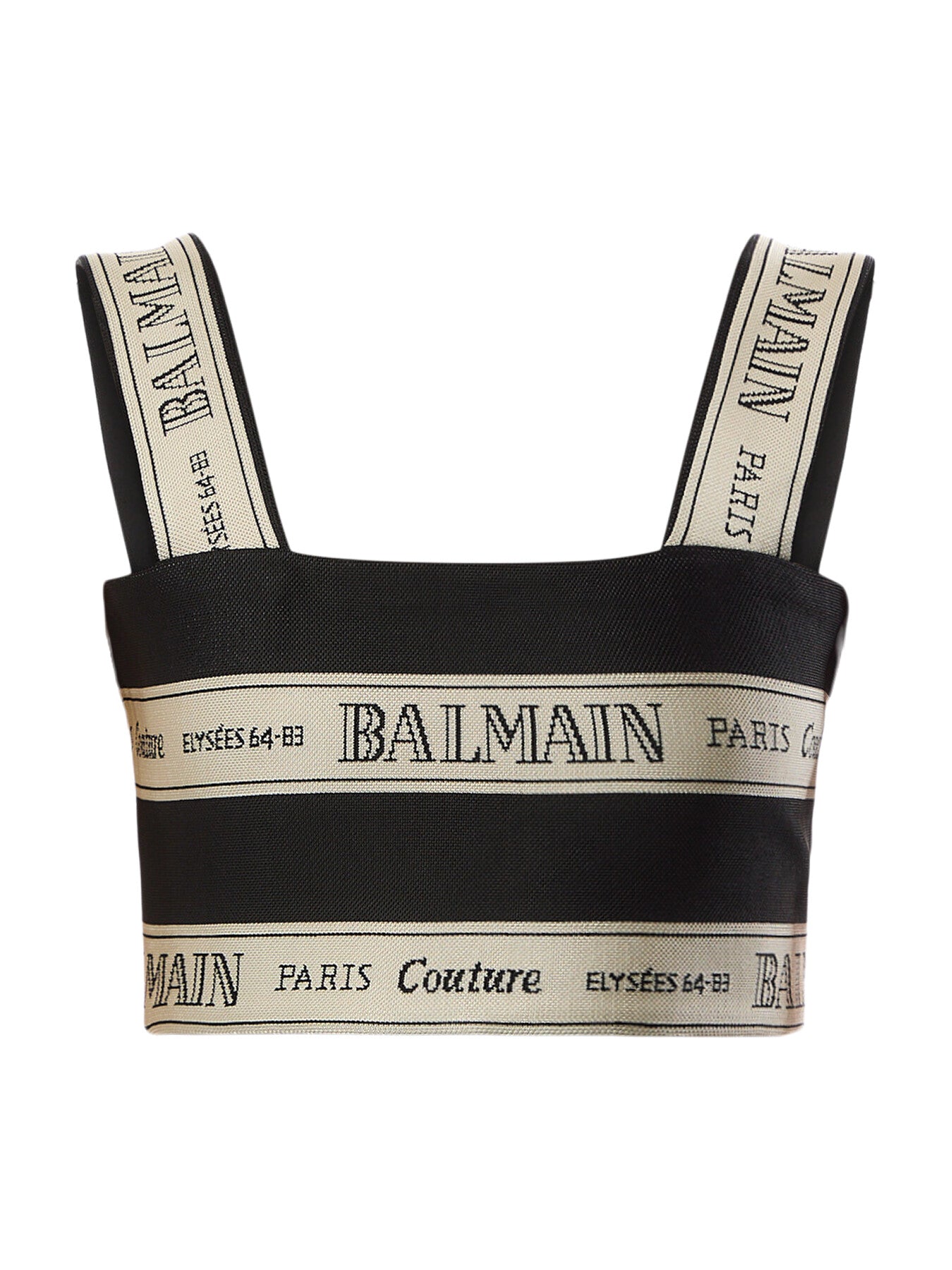 Balmain Striped Jacquard Crop Top
