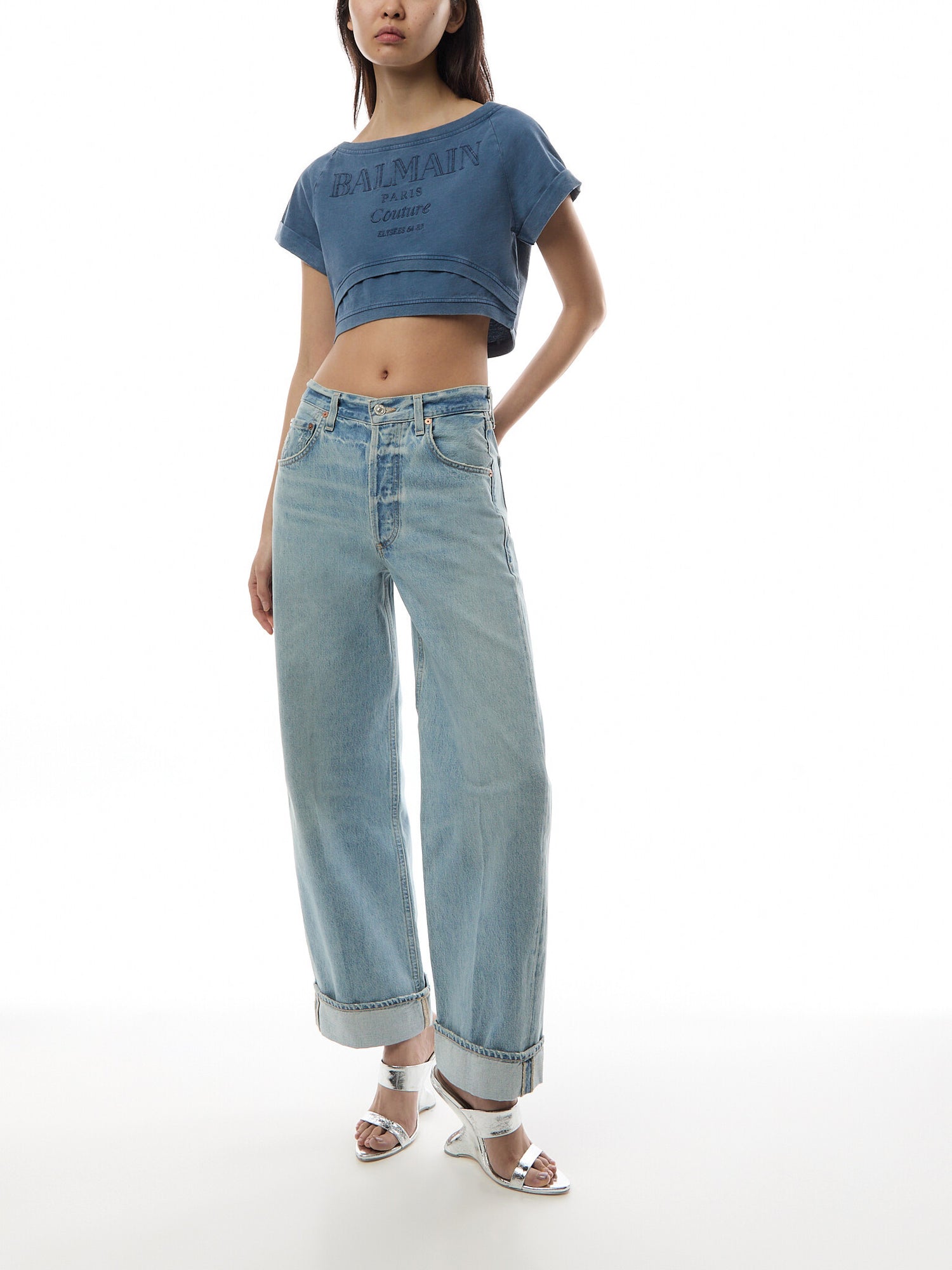 Embroidered Double Collar T-Shirt