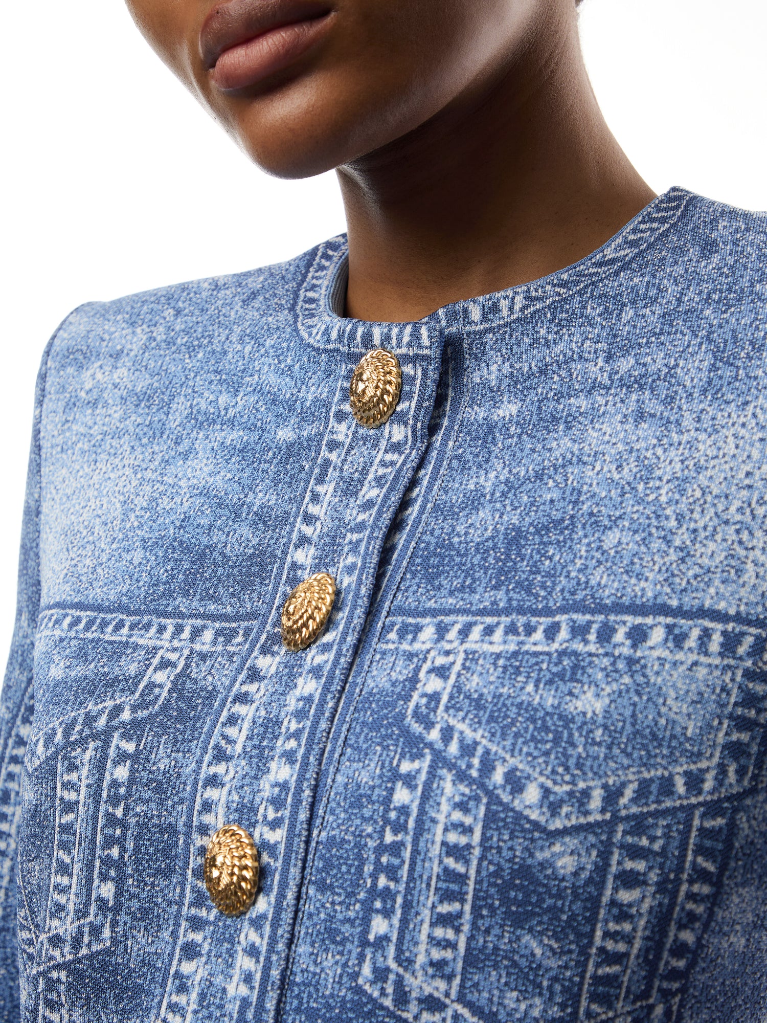 Denim Trompe Loeil Cardigan