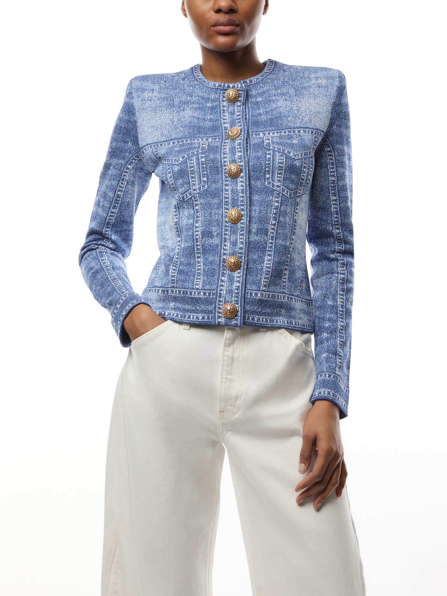 Denim Trompe Loeil Cardigan